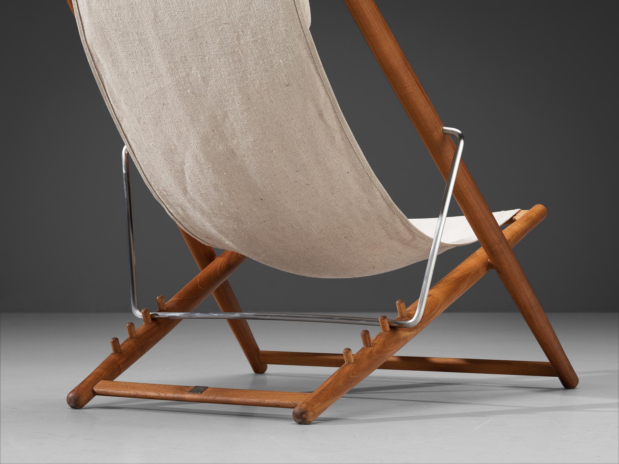 Björn Hulten for Berga Form Lounge Chair in Teak and Off-White Canvas In Good Condition In Waalwijk, NL