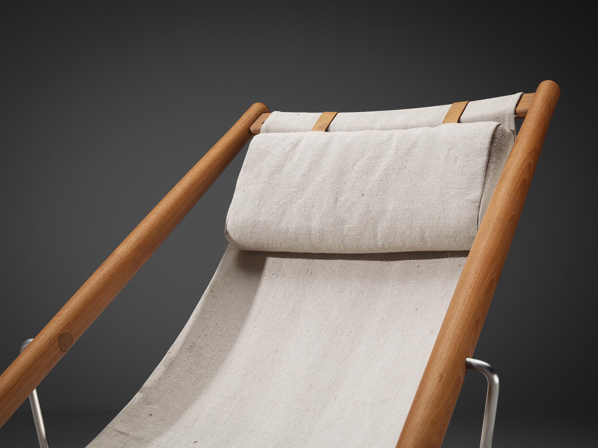 Mid-20th Century Björn Hulten for Berga Form Lounge Chair in Teak and Off-White Canvas