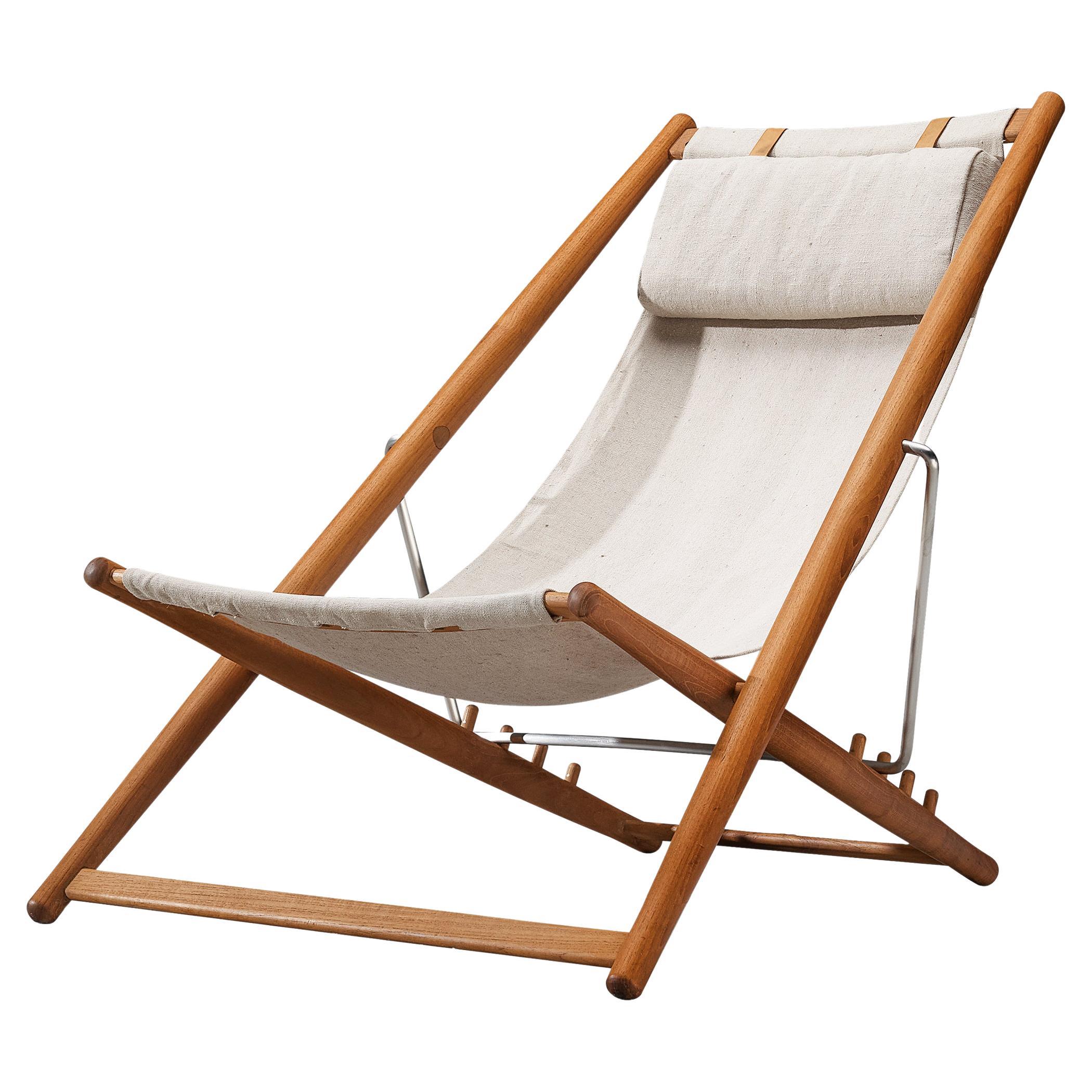 Björn Hulten for Berga Form Lounge Chair in Teak and Off-White Canvas