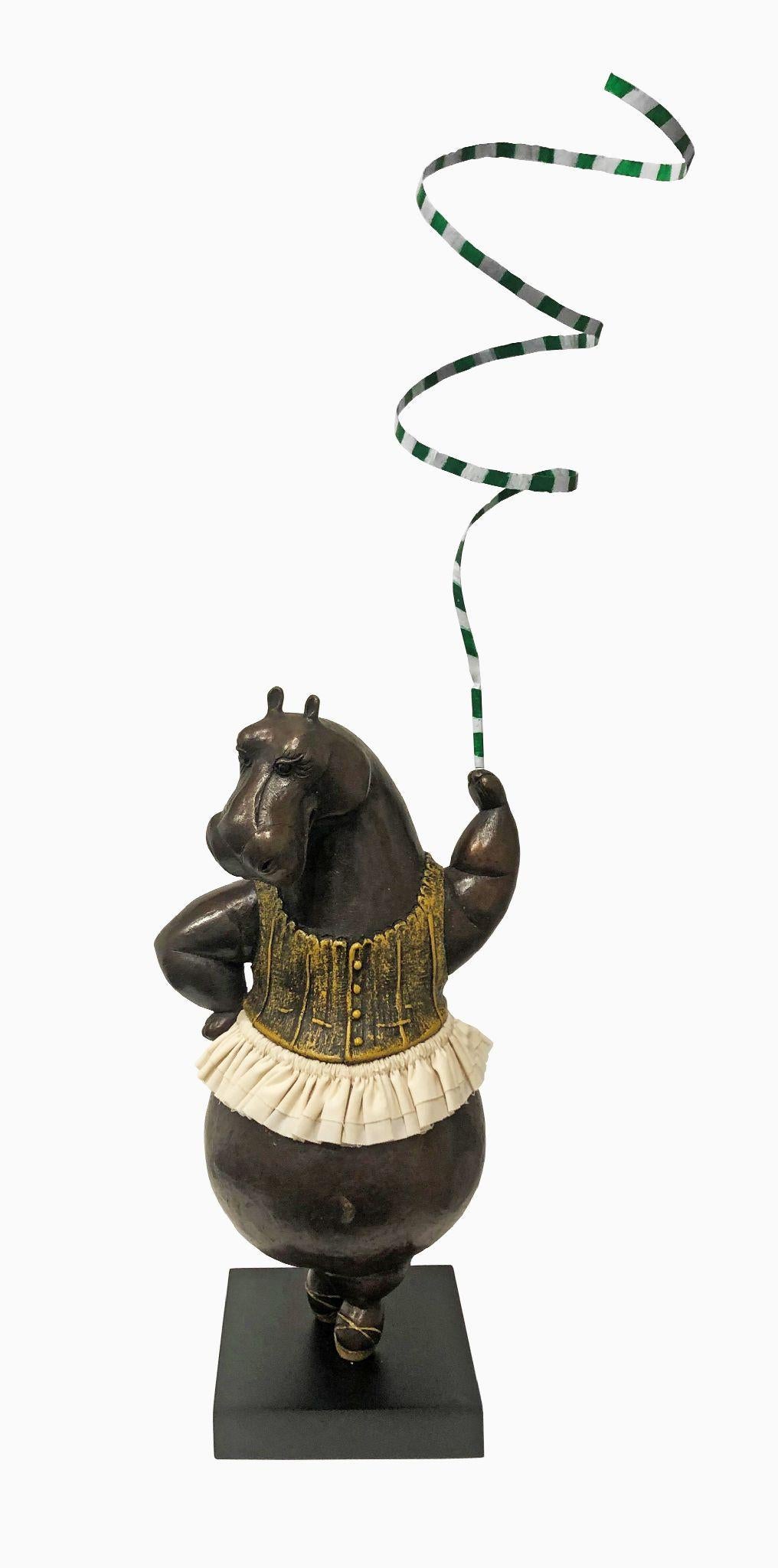 Bjørn Okholm Skaarup Figurative Sculpture - Hippo Circus Ribbon Dancer II, maquette