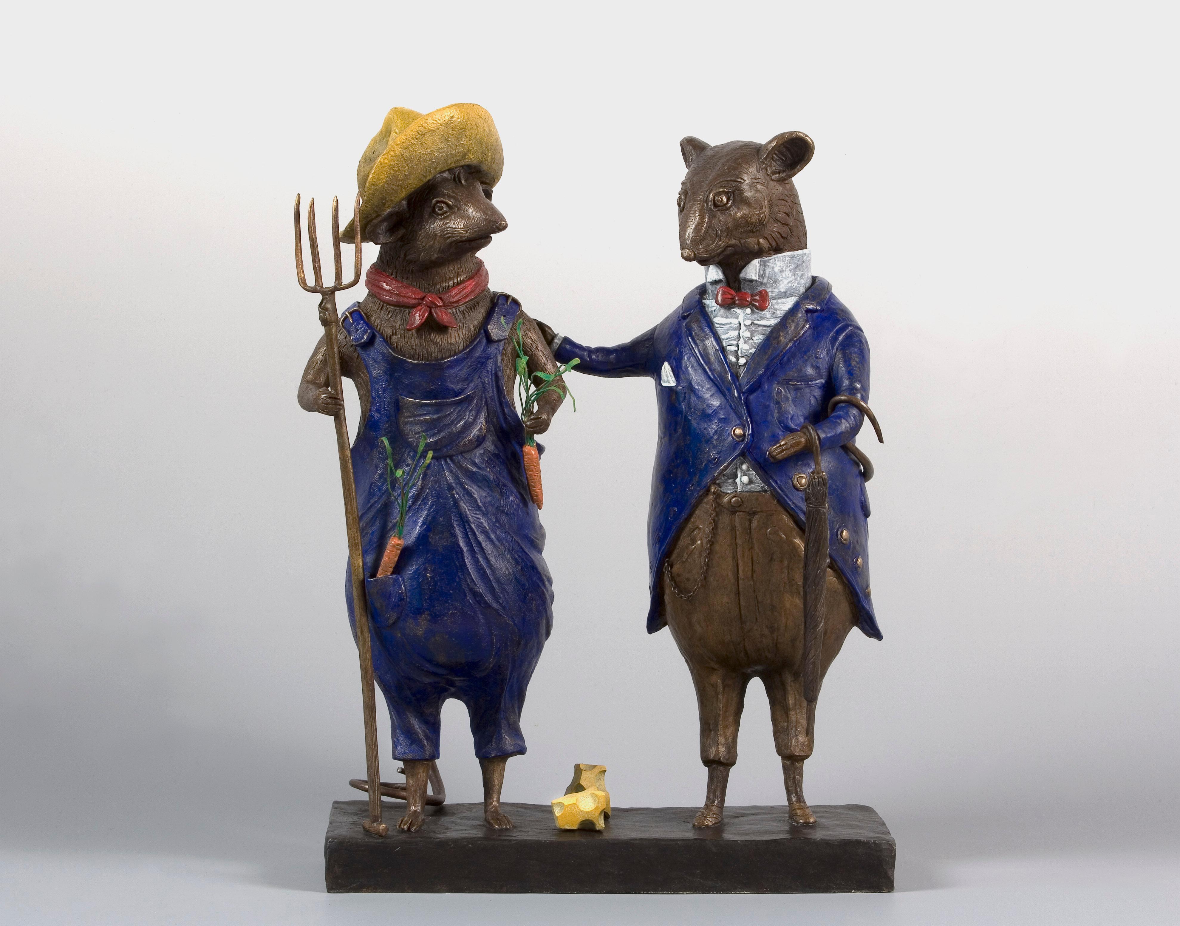 Bjørn Okholm Skaarup Figurative Sculpture - City Mouse and Country Mouse