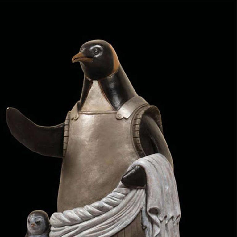 Emperor Penguin - Gold Figurative Sculpture by Bjørn Okholm Skaarup