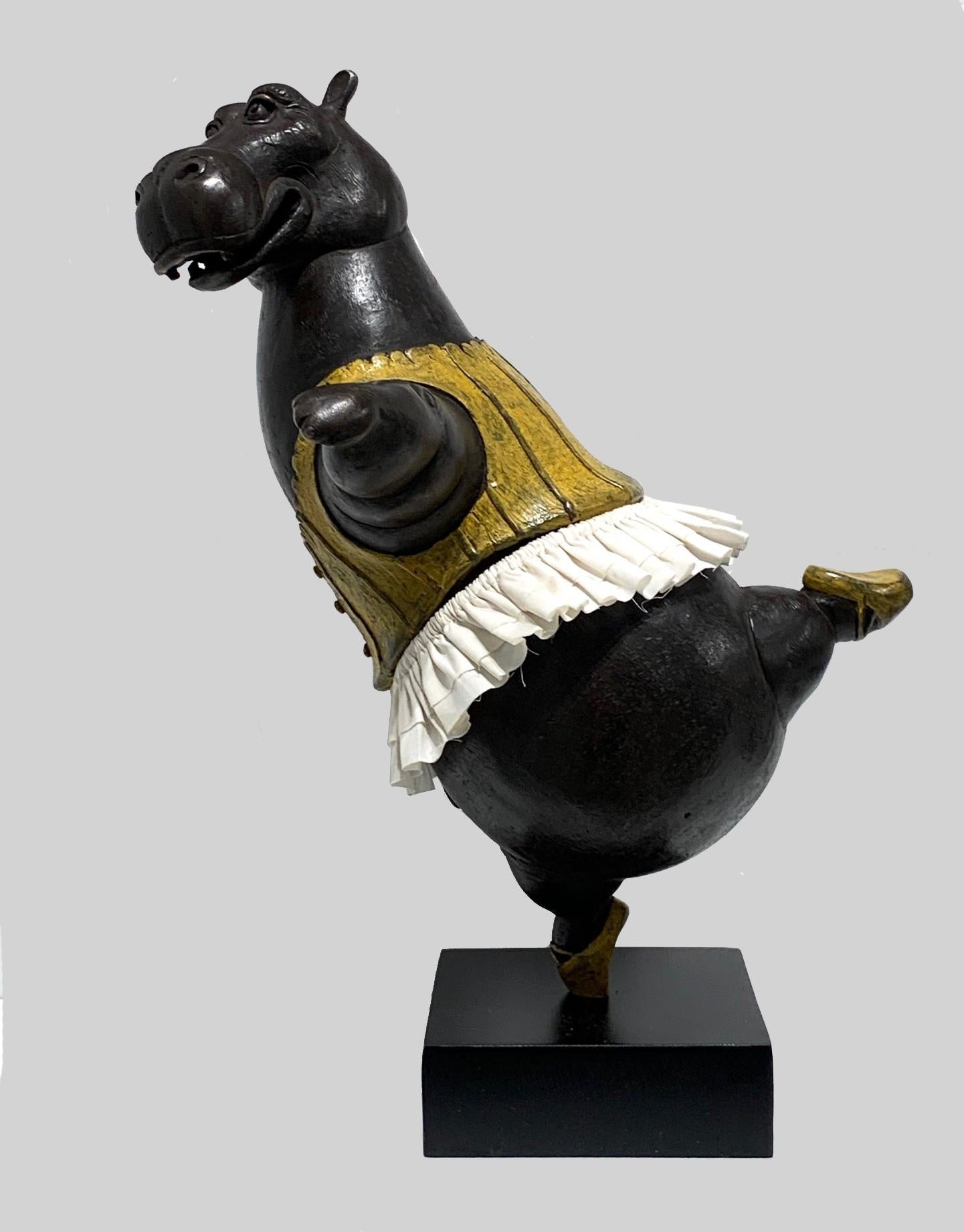 Bjørn Okholm Skaarup Figurative Sculpture - Hippo Ballerina, pirouette, maquette