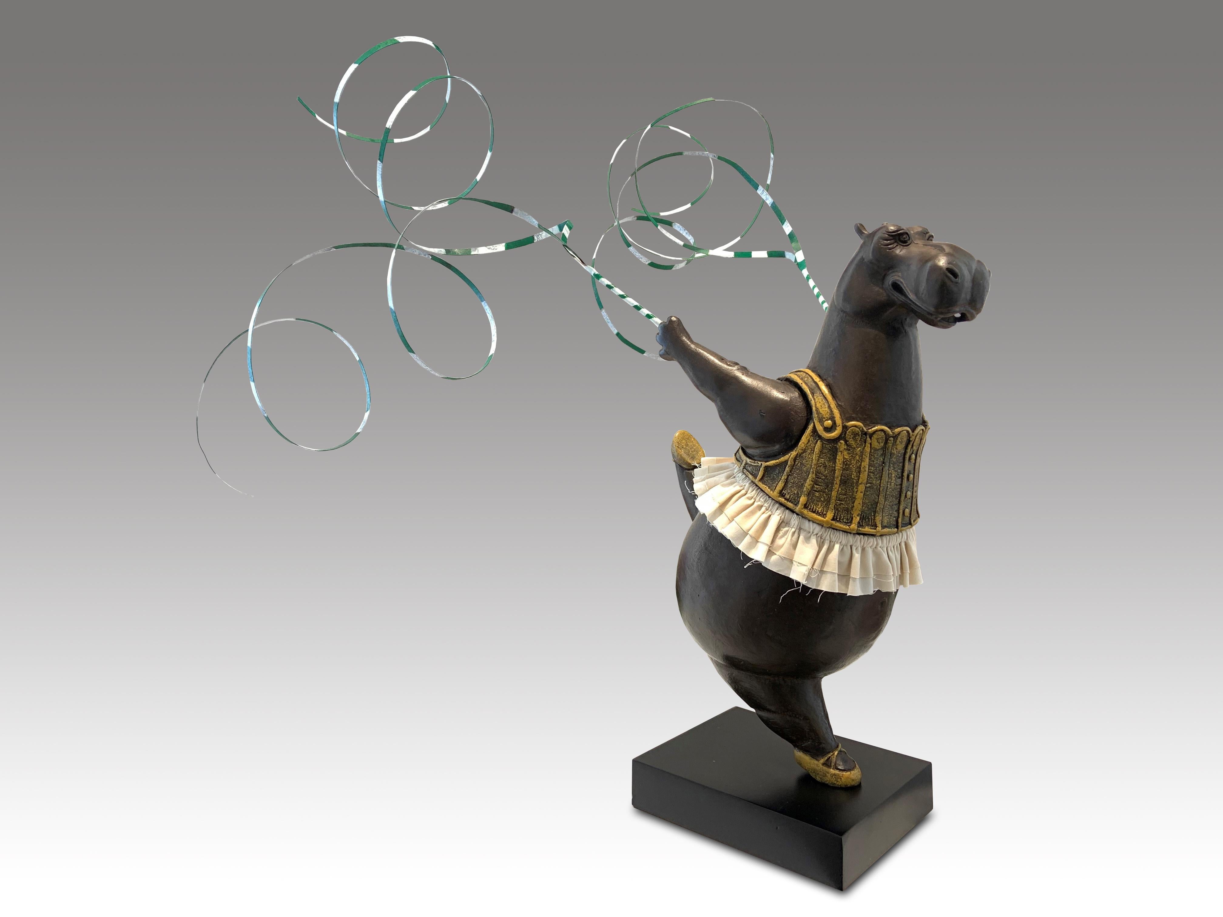 Bjørn Okholm Skaarup Figurative Sculpture - Hippo Circus Ribbon Dancer