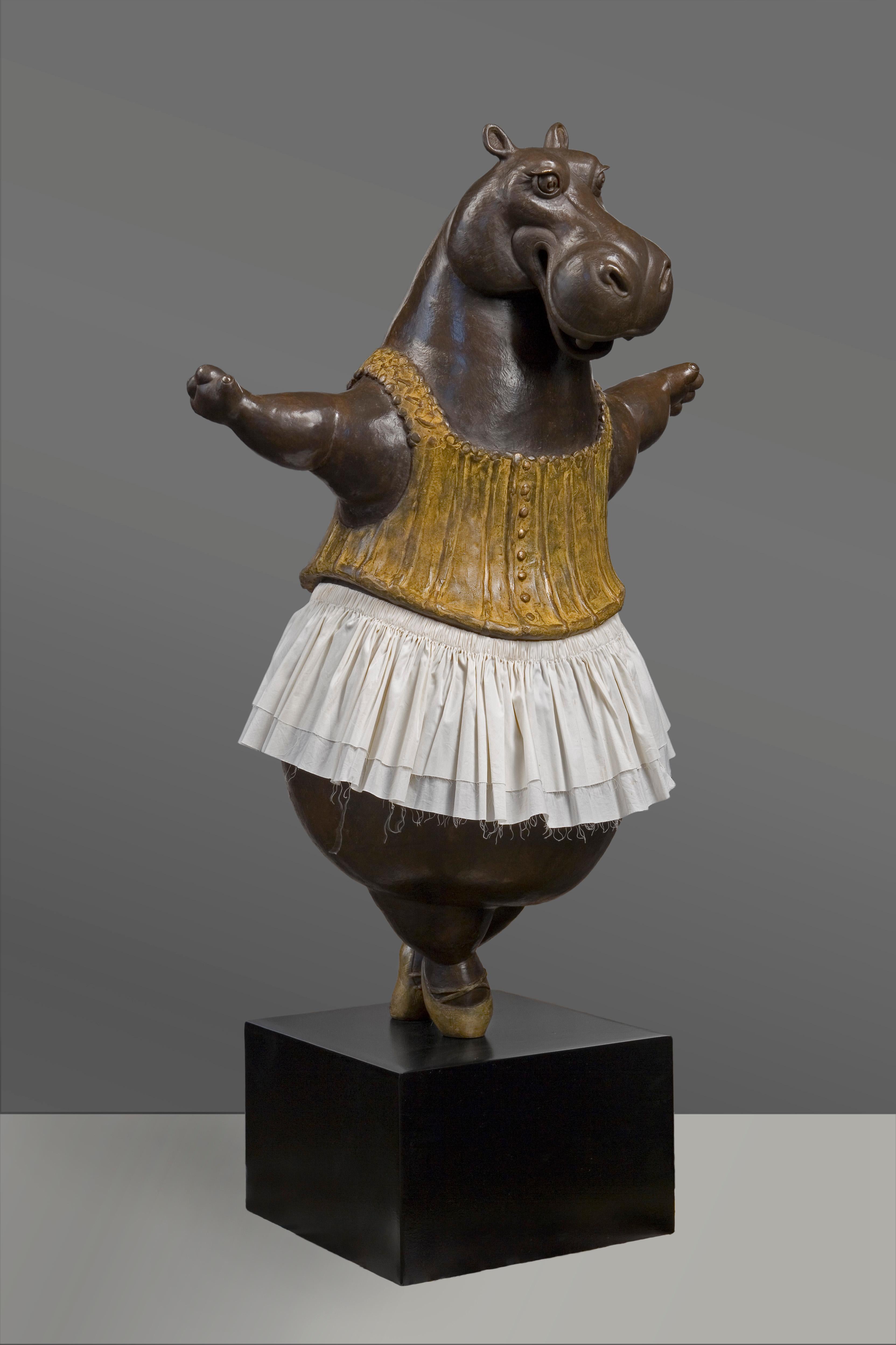 Bjørn Okholm Skaarup Figurative Sculpture - Hippo Tightrope Walker