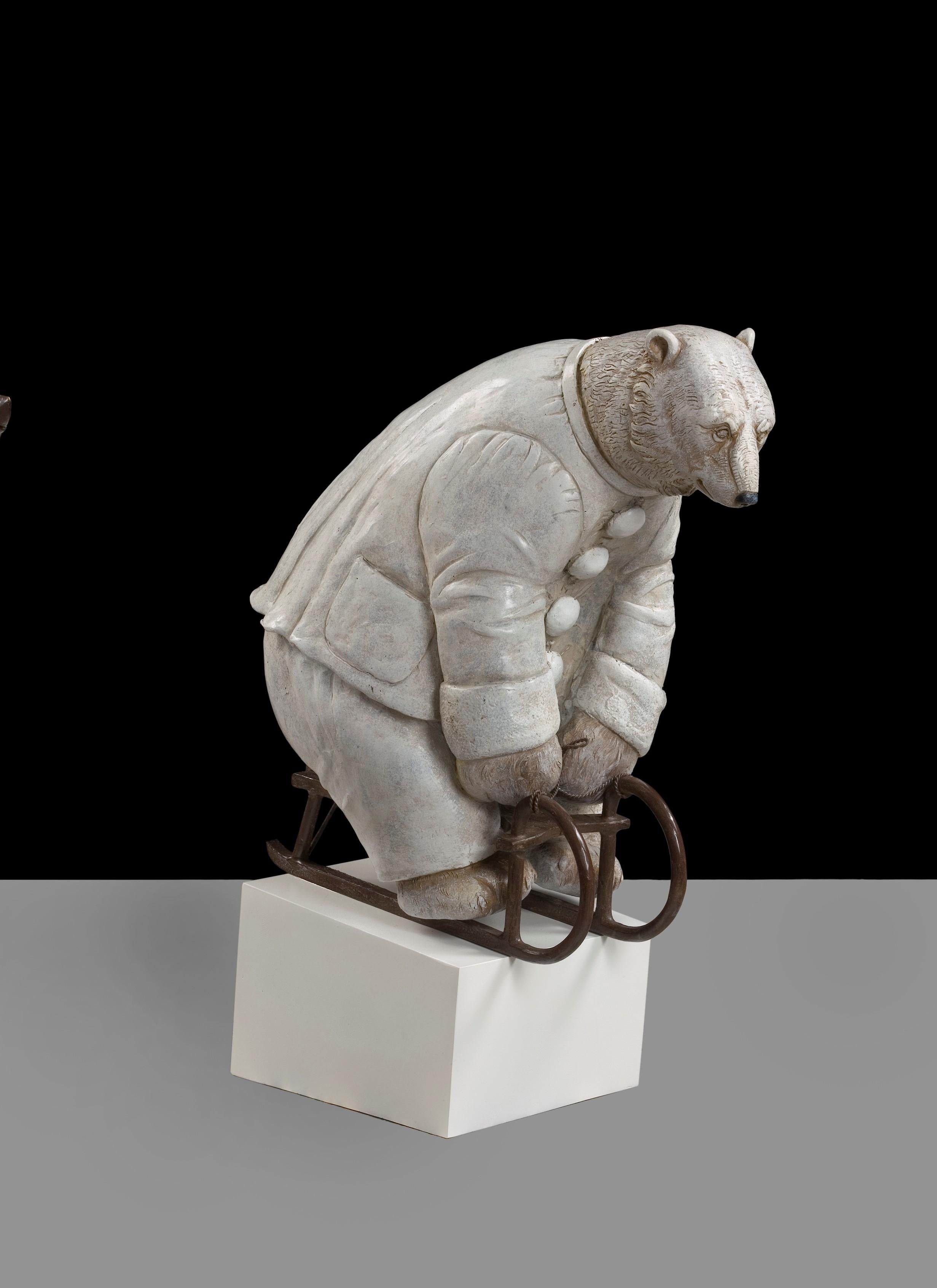 Bjørn Okholm Skaarup Figurative Sculpture - Polar Bear Pierrot, maquette