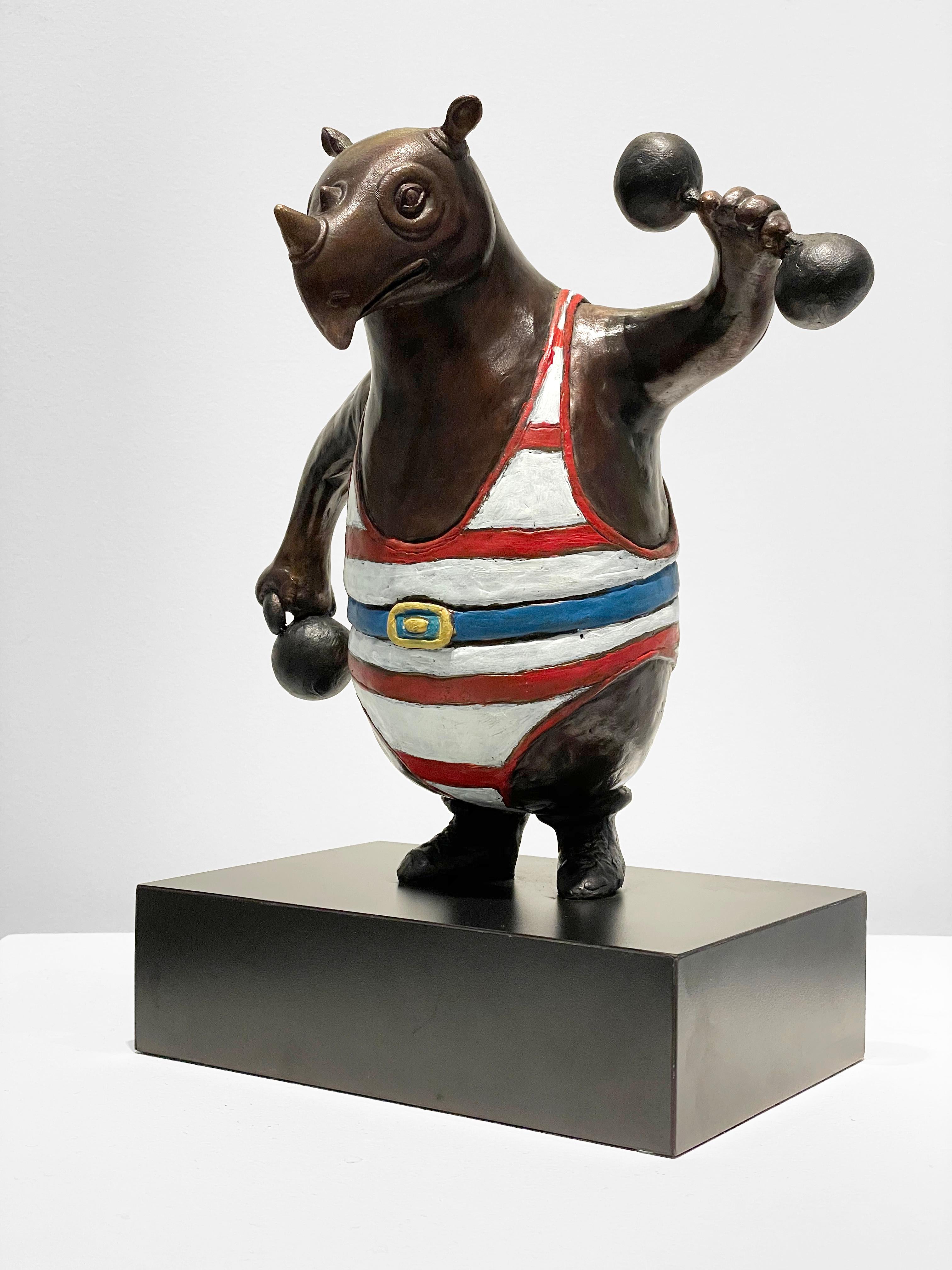 Bjørn Okholm Skaarup Figurative Sculpture - Rhino Strongman