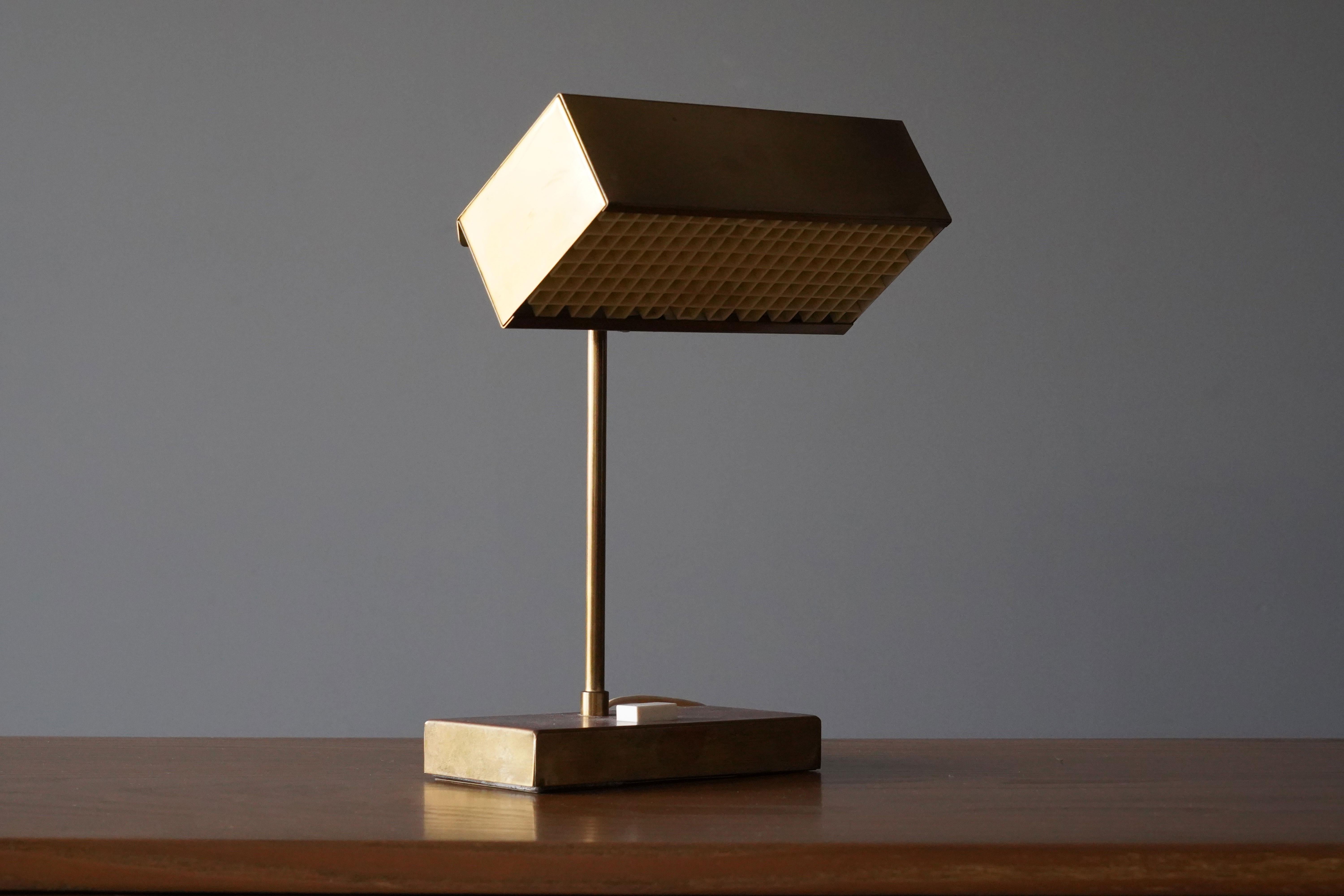 Mid-Century Modern Björn Svensson, Adjustable “Elidus” Table Lamp, Brass, Sweden, 1970s