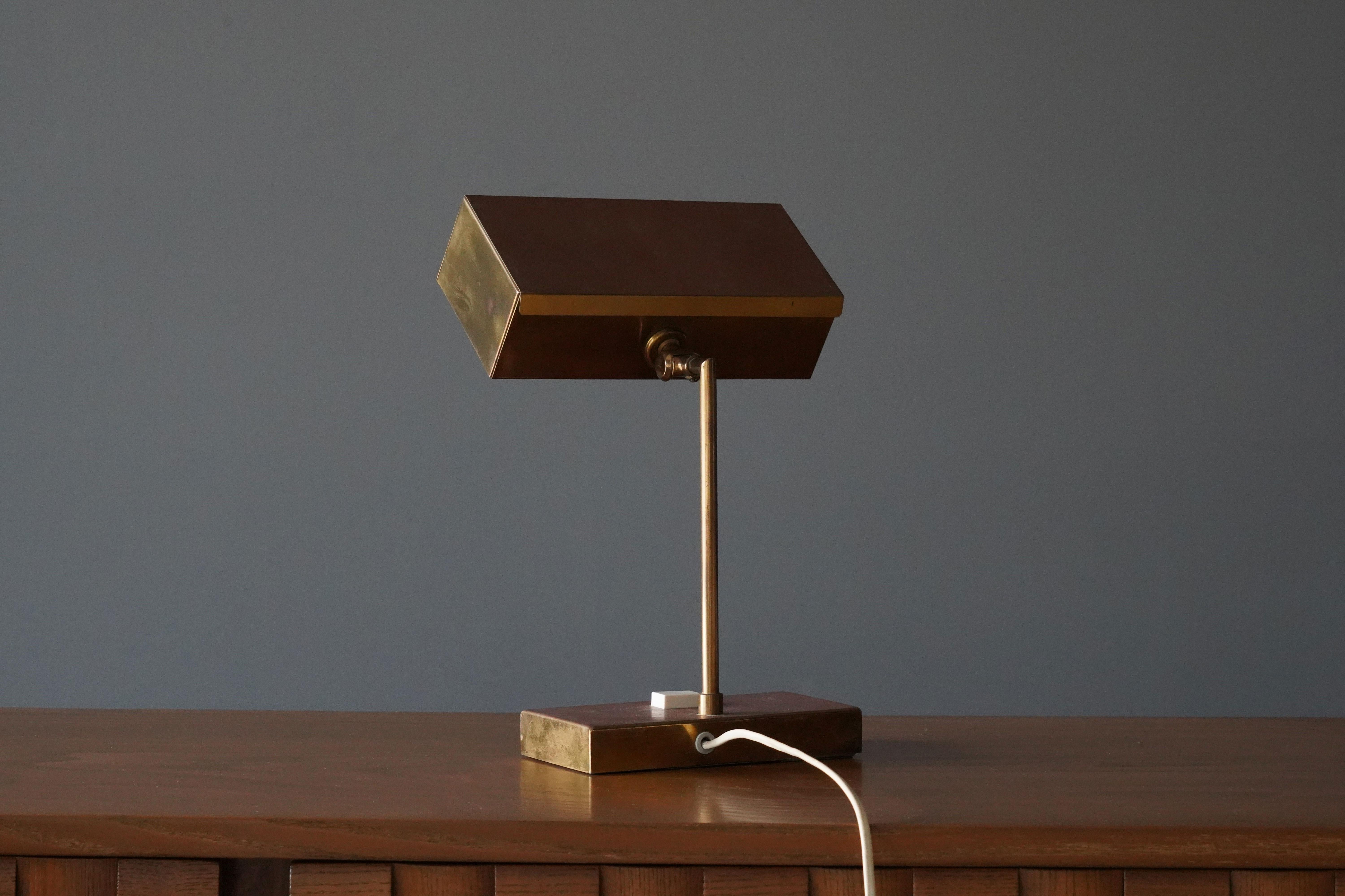 Swedish Björn Svensson, Adjustable “Elidus” Table Lamp, Brass, Sweden, 1970s