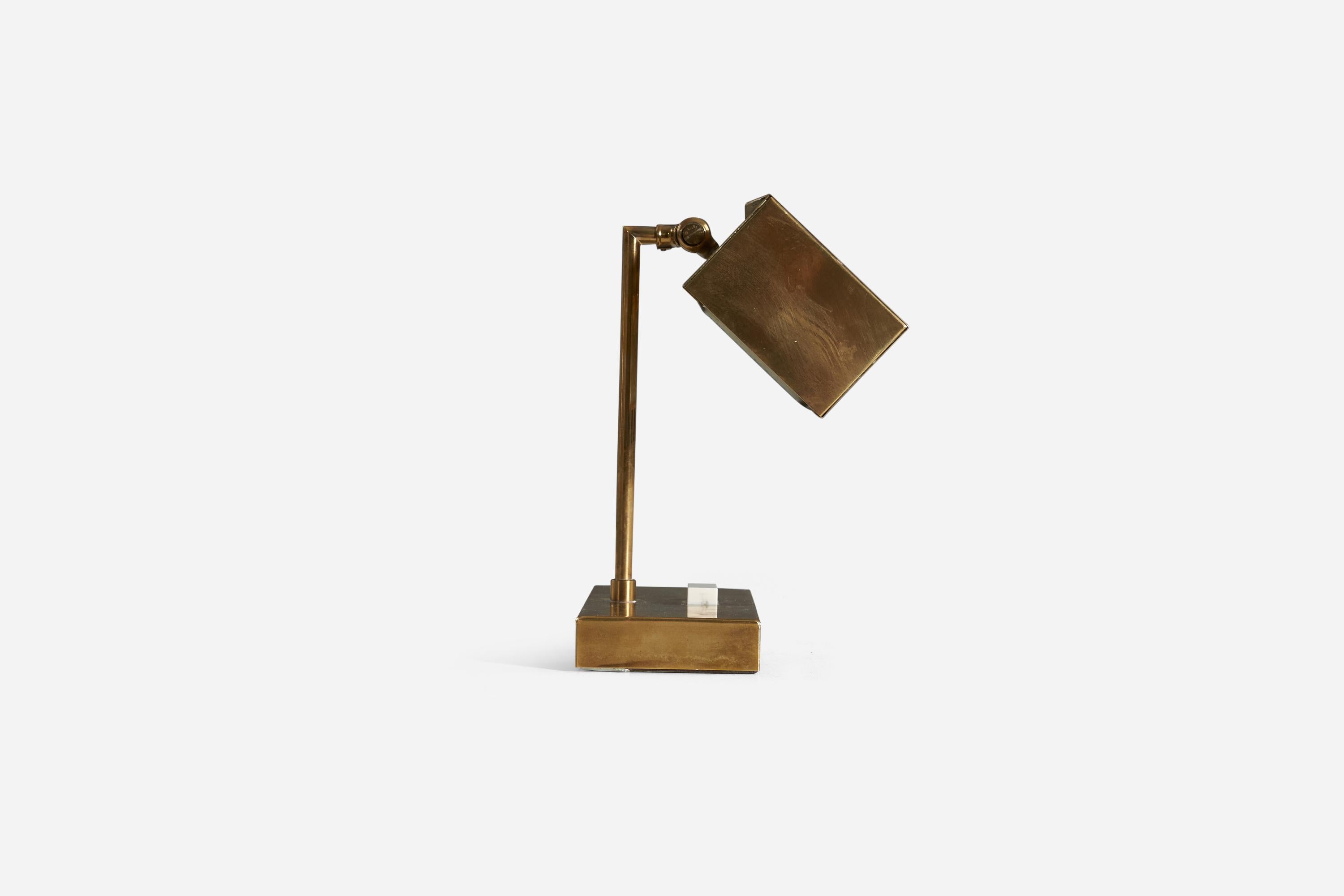 Swedish Björn Svensson, Adjustable “Elidus” Table Lamp, Brass, Sweden, 1970s For Sale