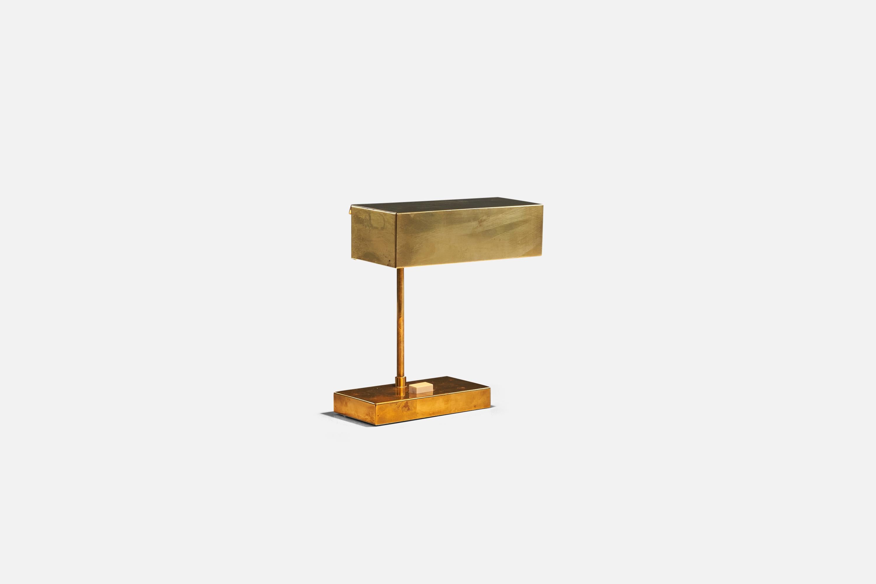 Late 20th Century Björn Svensson, Adjustable “Elidus” Table Lamp, Brass, Sweden, 1970s For Sale