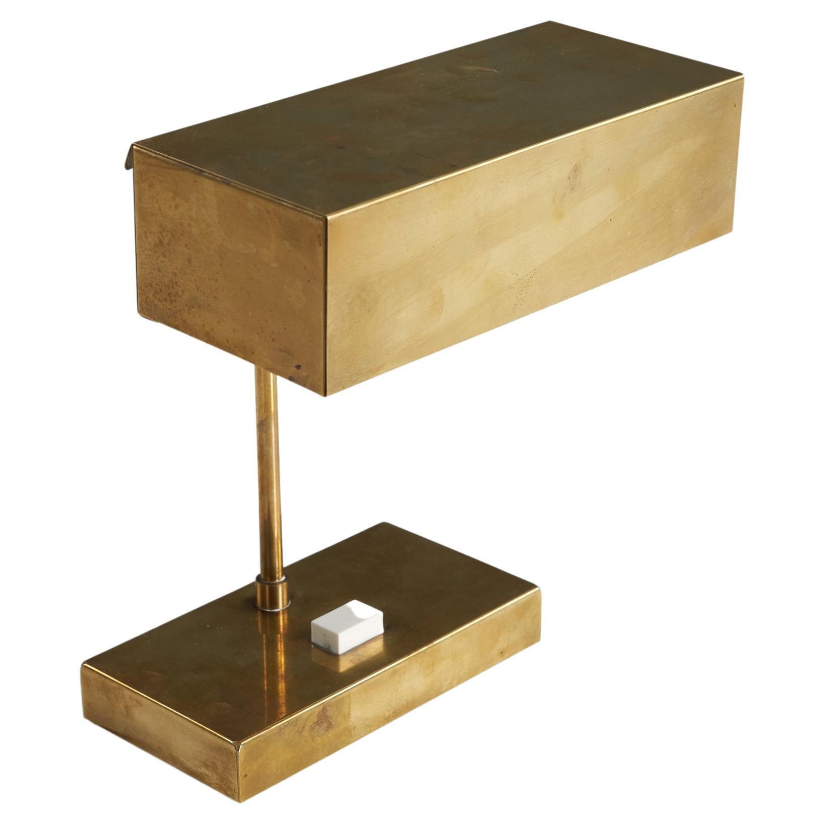 Björn Svensson, Adjustable “Elidus” Table Lamp, Brass, Sweden, 1970s For Sale