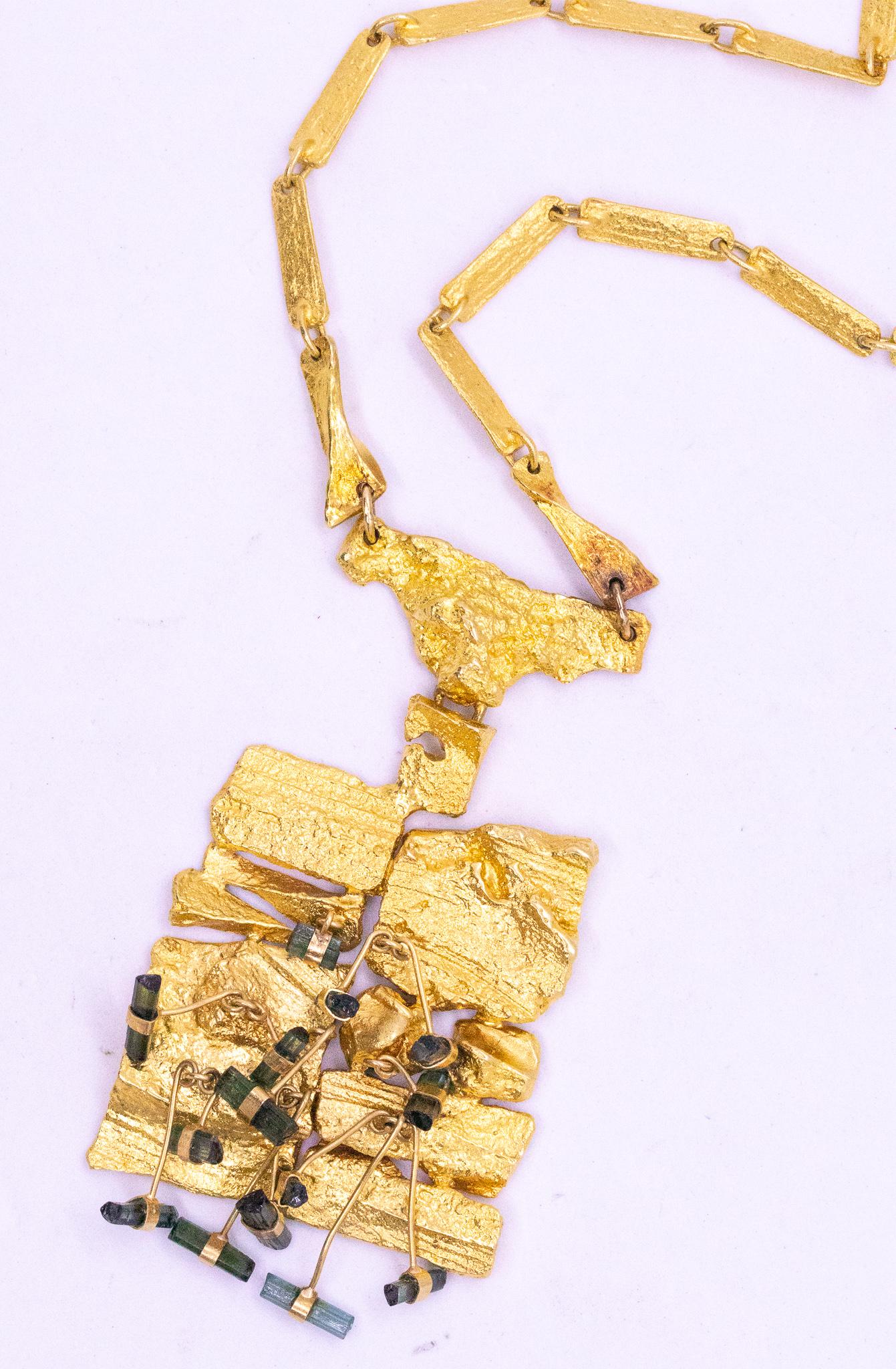Bjorn Weckstrom 1967 Finnland Seltene Kukkiva Muuri Halskette 18Kt Gold & Turmalin im Angebot 6