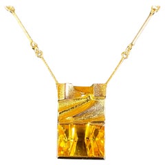 Björn Weckström & Bernd Munsteiner Lapponia, 14 Karat Gold Citrine Necklace Rare
