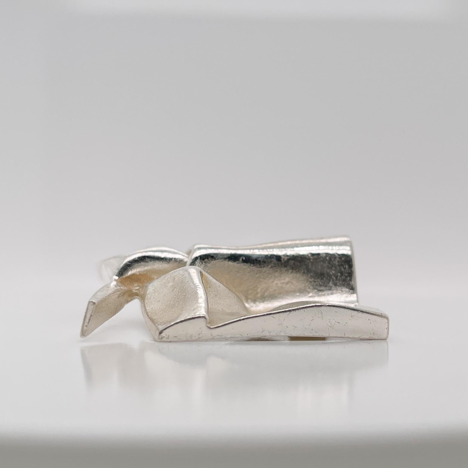 Björn Weckstrom Finnish Modernist Sterling Silver Brooch / Pendant for Lapponia For Sale 6