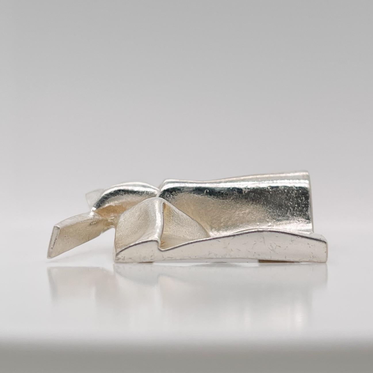 Björn Weckstrom Finnish Modernist Sterling Silver Brooch / Pendant for Lapponia For Sale 7
