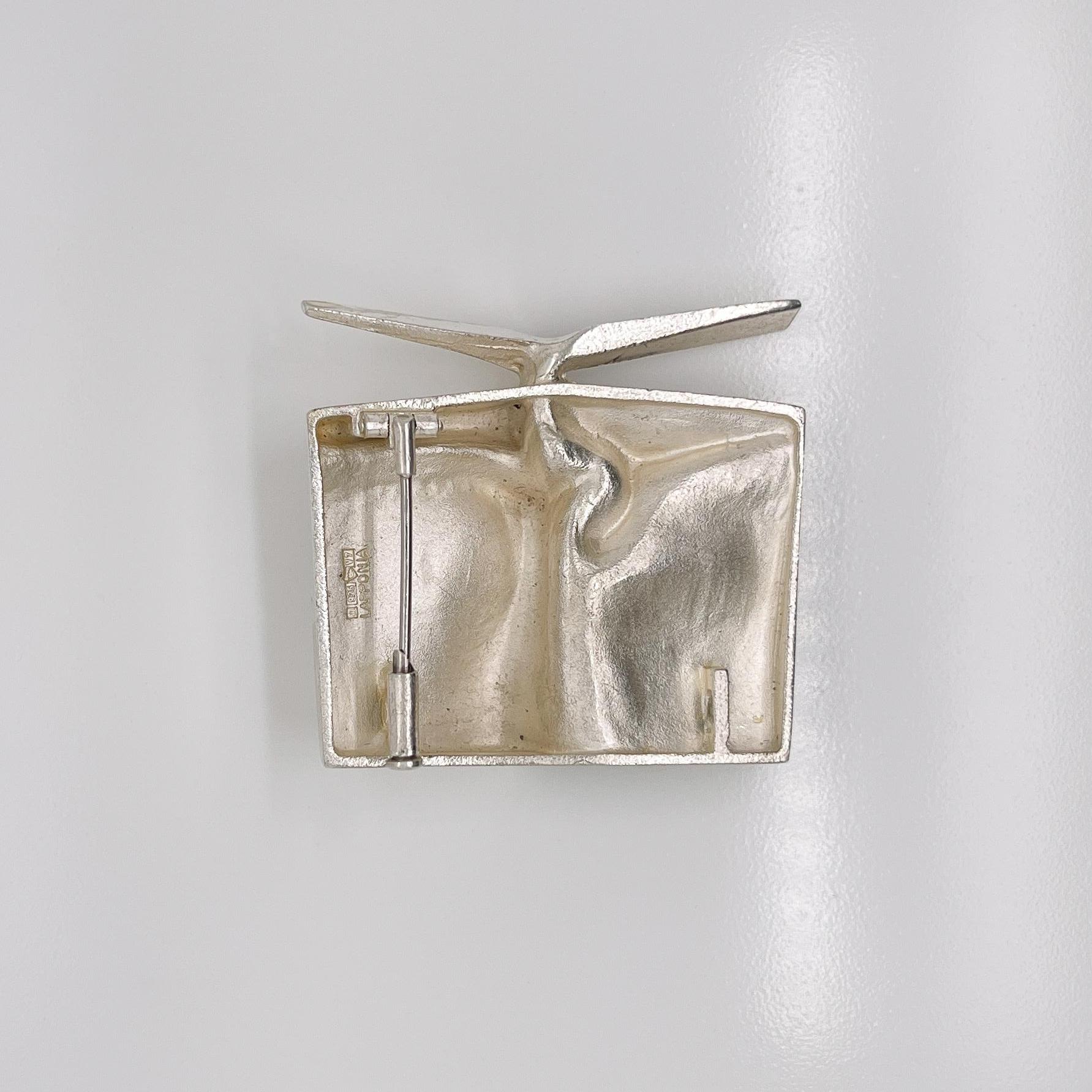 Women's or Men's Björn Weckstrom Finnish Modernist Sterling Silver Brooch / Pendant for Lapponia For Sale