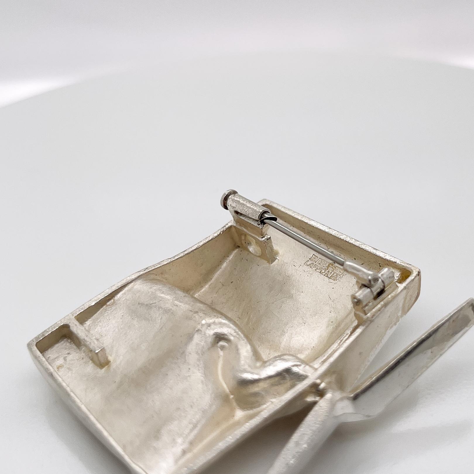 Björn Weckstrom Finnish Modernist Sterling Silver Brooch / Pendant for Lapponia For Sale 1