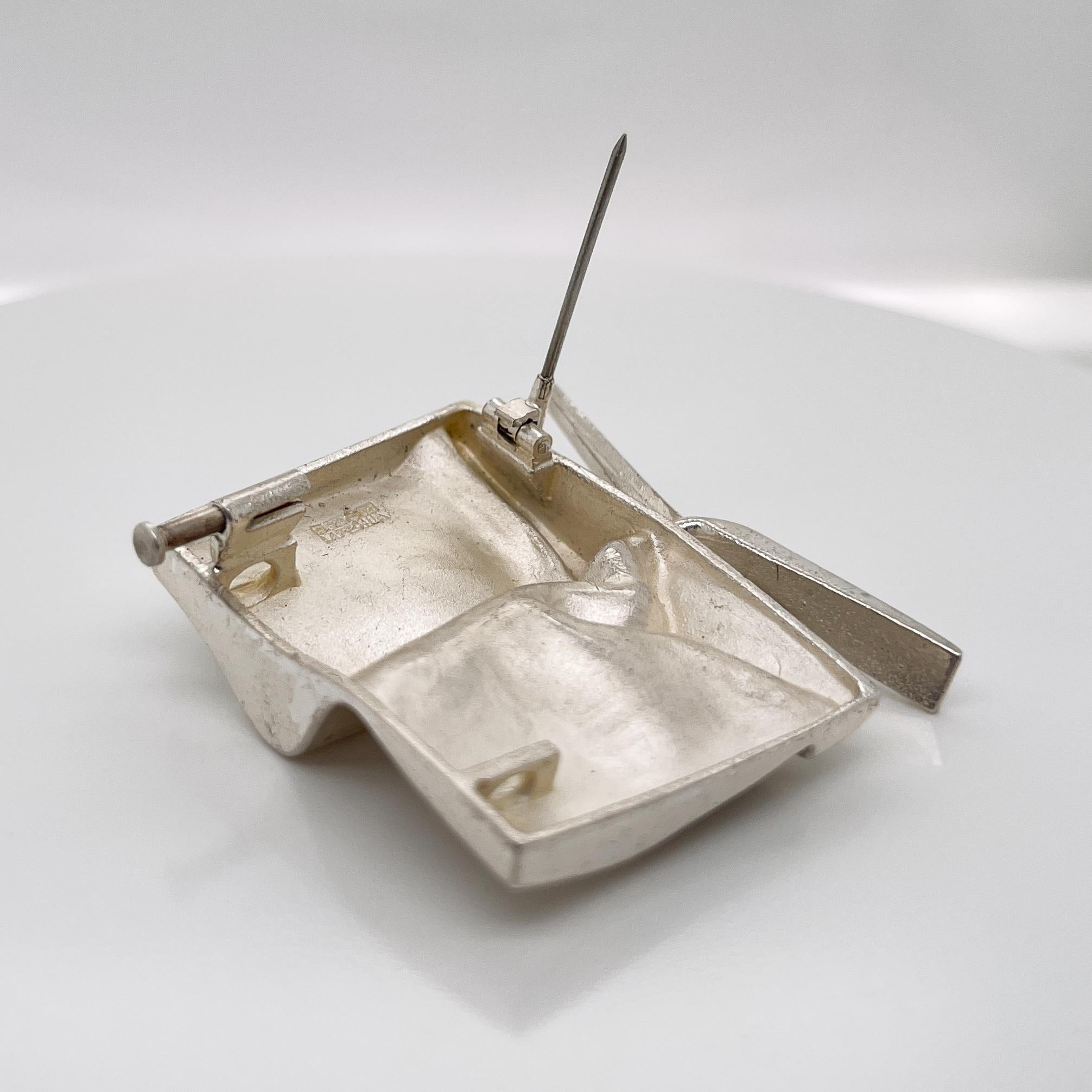 Björn Weckstrom Finnish Modernist Sterling Silver Brooch / Pendant for Lapponia For Sale 2
