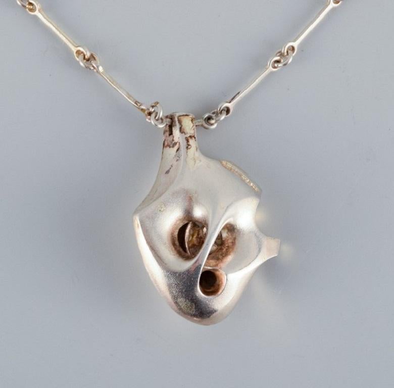Björn Weckström for Lapland, Finland. Modernist necklace in sterling silver In Excellent Condition For Sale In bronshoj, DK