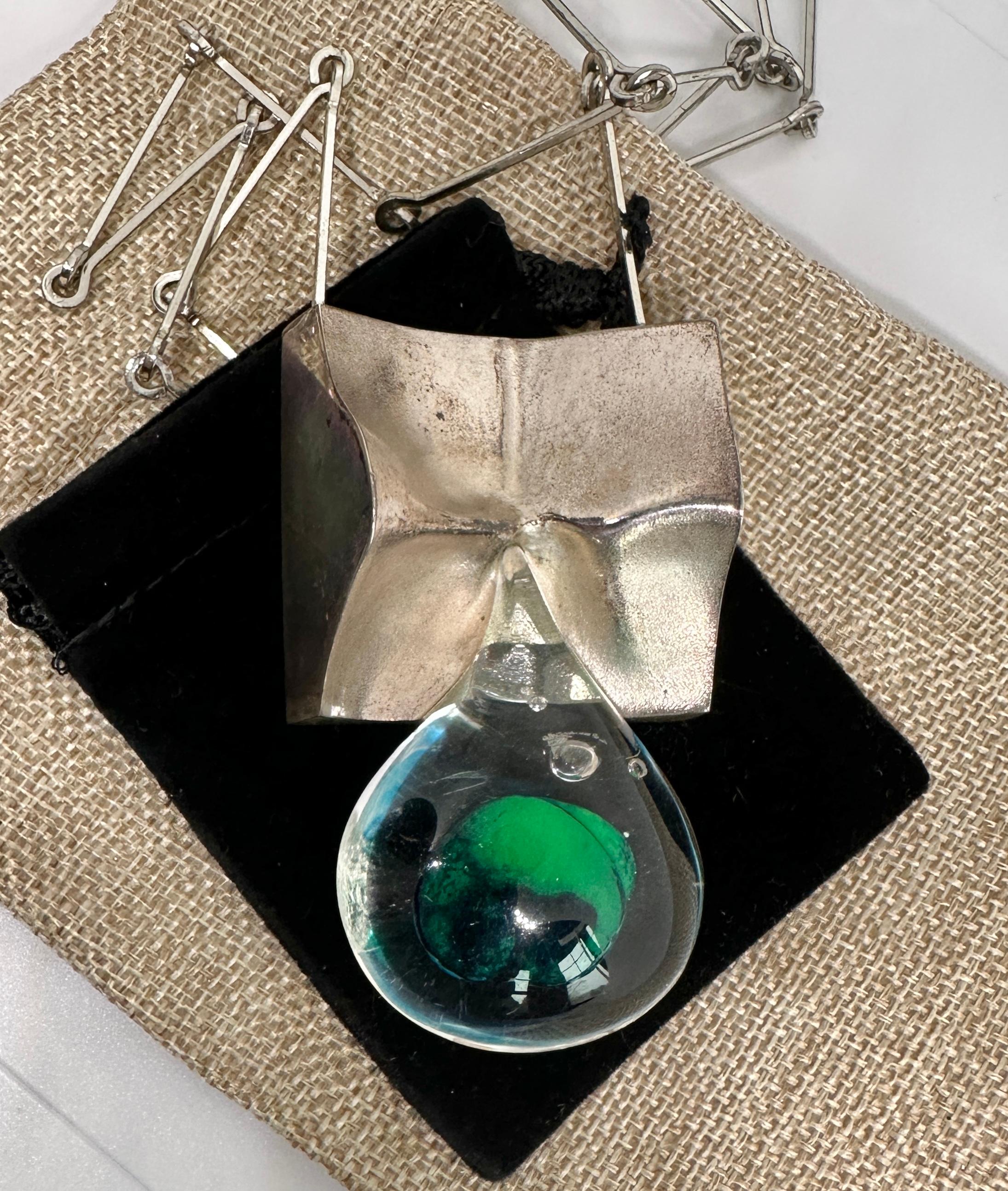 Moderno Bjorn Weckstrom for Lapponia of Finland 1970's Acrylic Drop Space Series Sterling in vendita