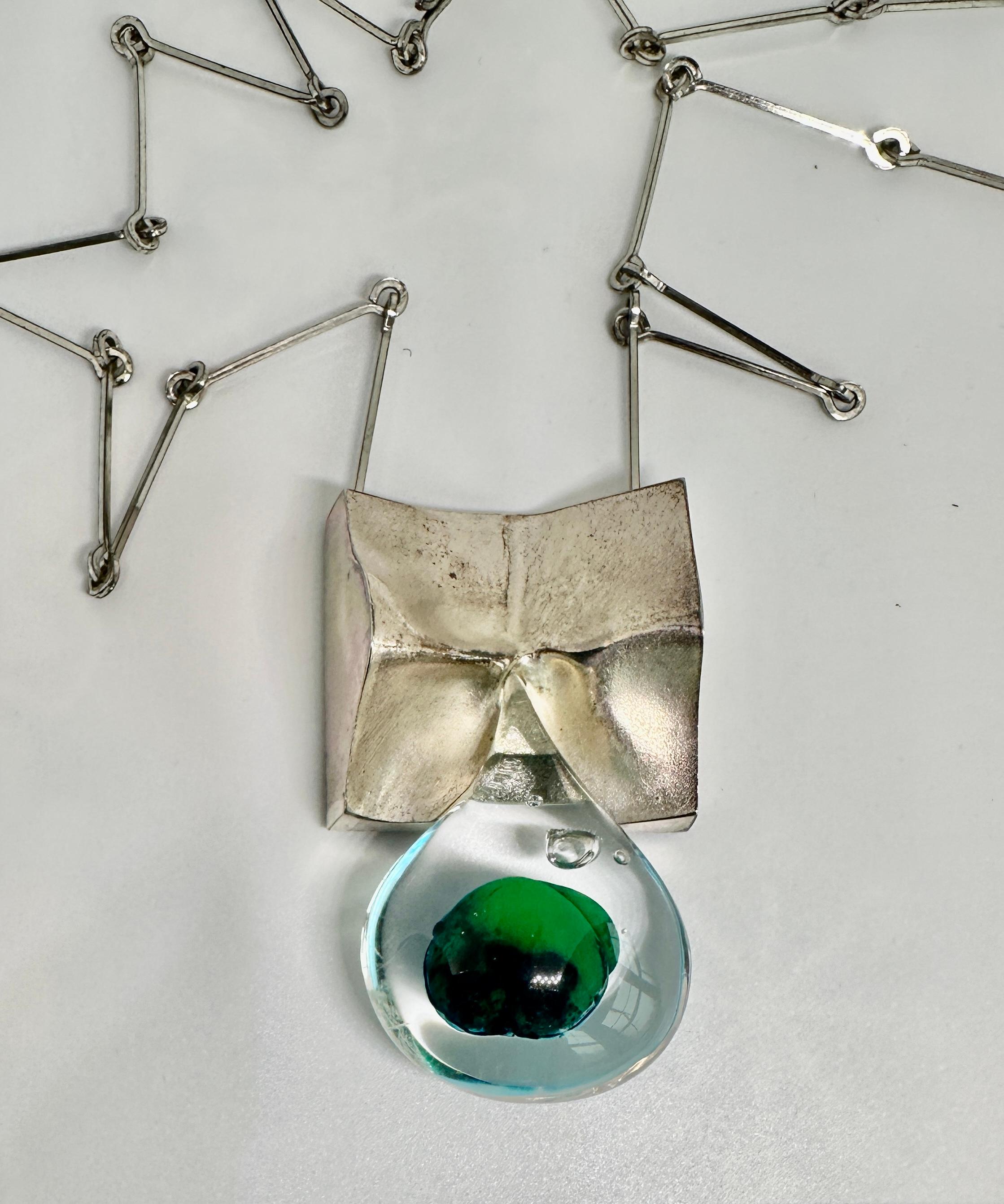 Bjorn Weckstrom for Lapponia of Finland 1970's Acrylic Drop Space Series Sterling In condizioni ottime in vendita a New York, NY
