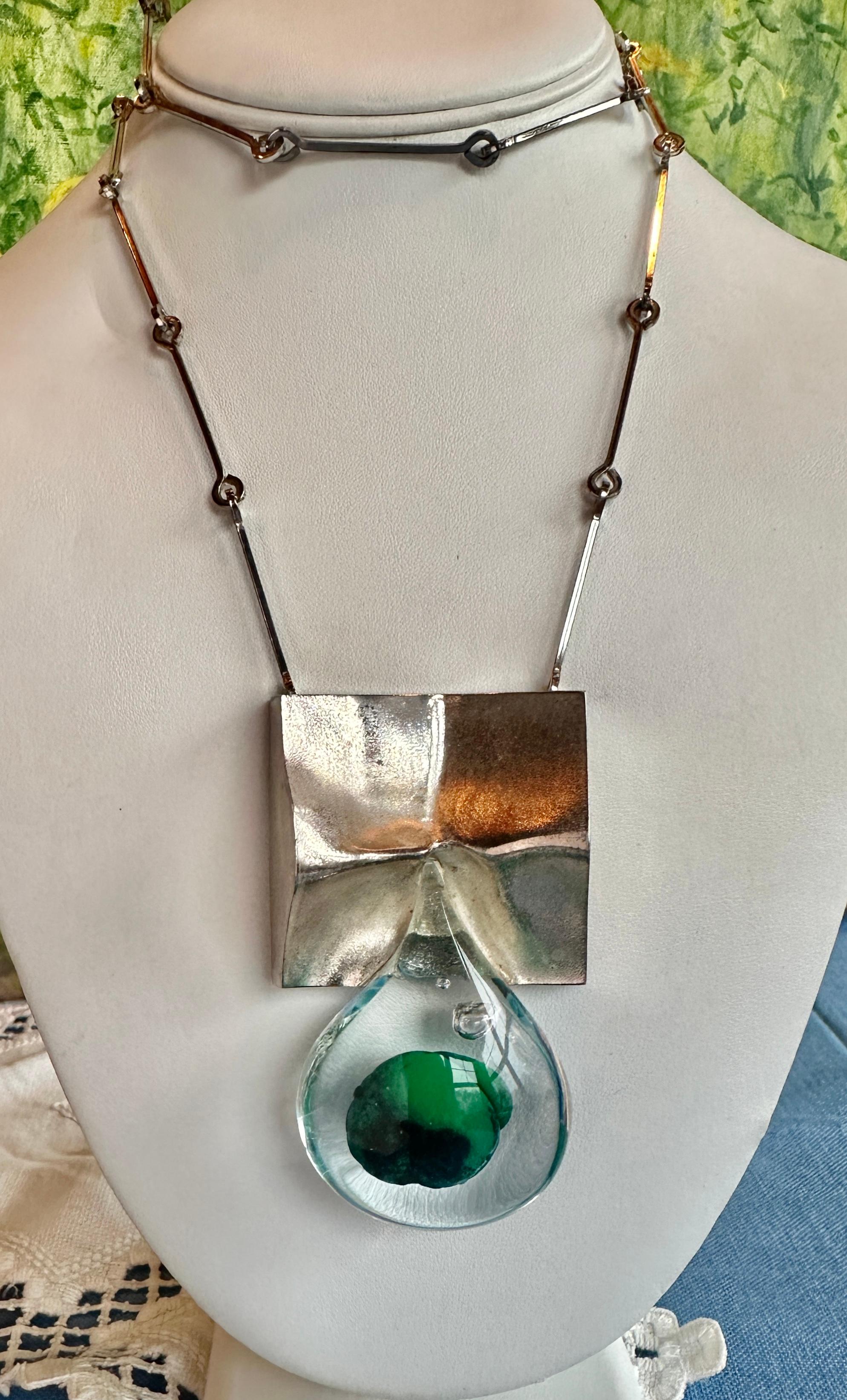 da uomo o donna Bjorn Weckstrom for Lapponia of Finland 1970's Acrylic Drop Space Series Sterling in vendita