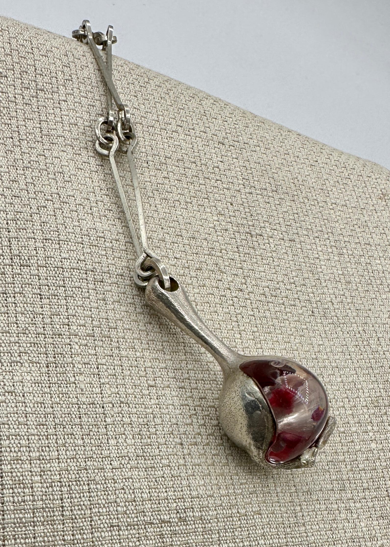 Bjorn Weckstrom for Lapponia Nectaris Necklace Finland 1970's Acrylic Drop in vendita 5