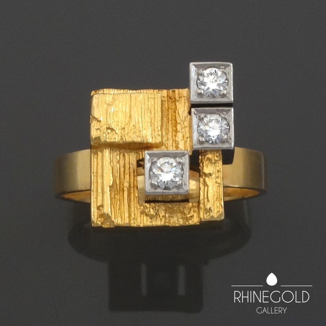 Women's Björn Weckström for Lapponia Scandinavian Modernist Diamond Gold Ring