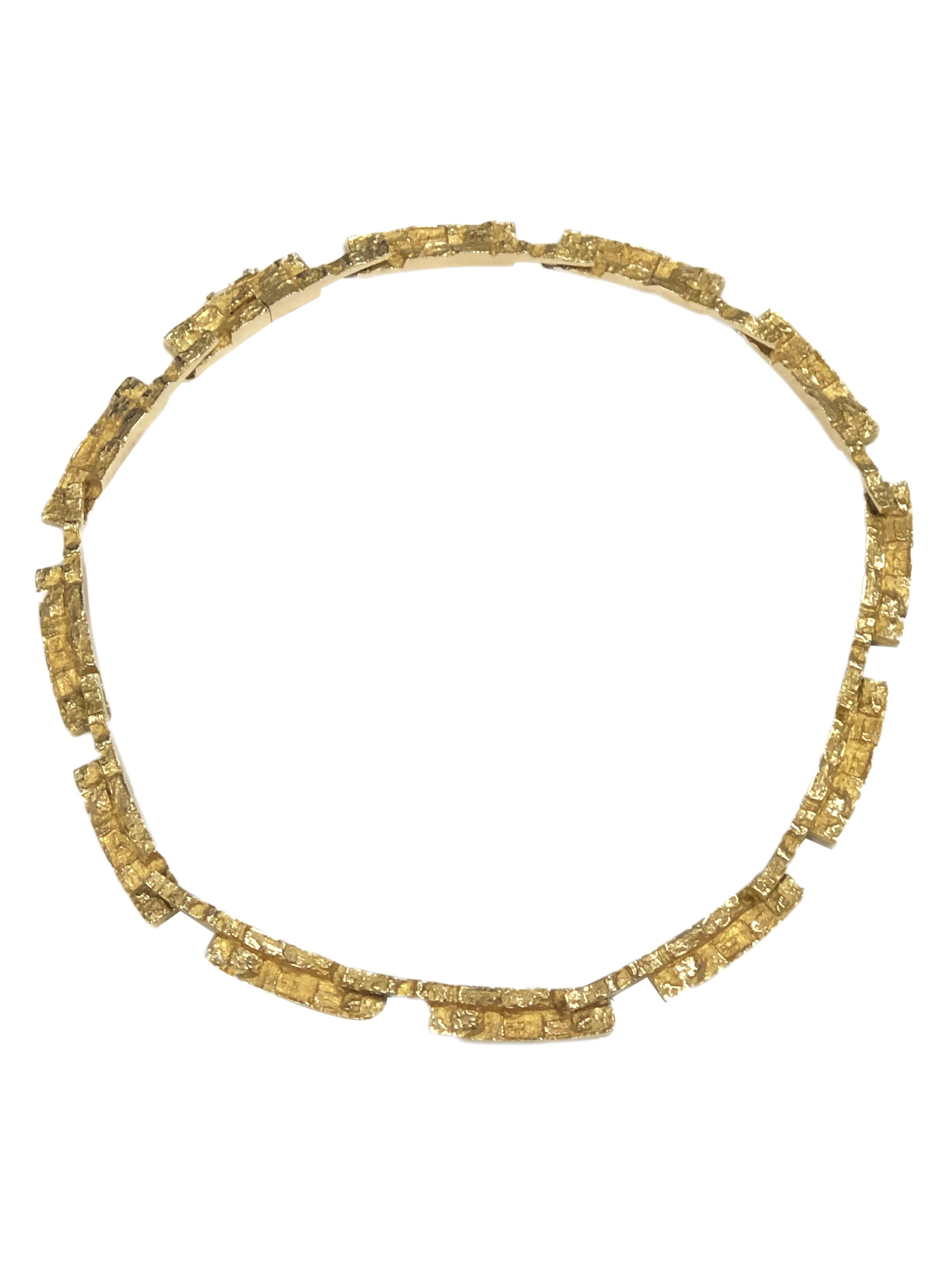 Bjorn Weckstrom for Lapponia Yellow Gold 1968 Mid-Century Modern Necklace In Excellent Condition In Chicago, IL