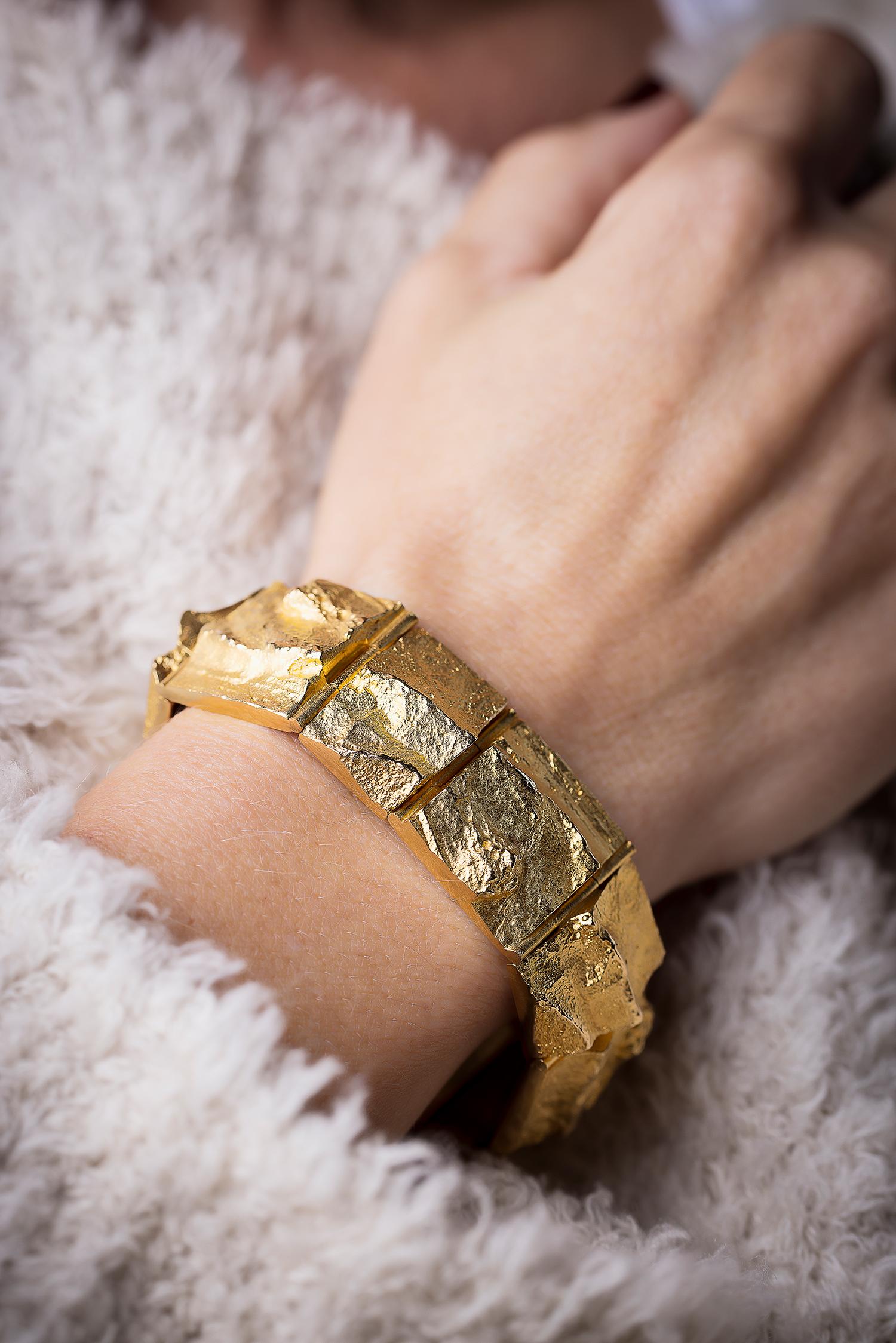 Brutalist Lapponia - Golden Stream - bracelet. Designed by Björn Weckström. 2