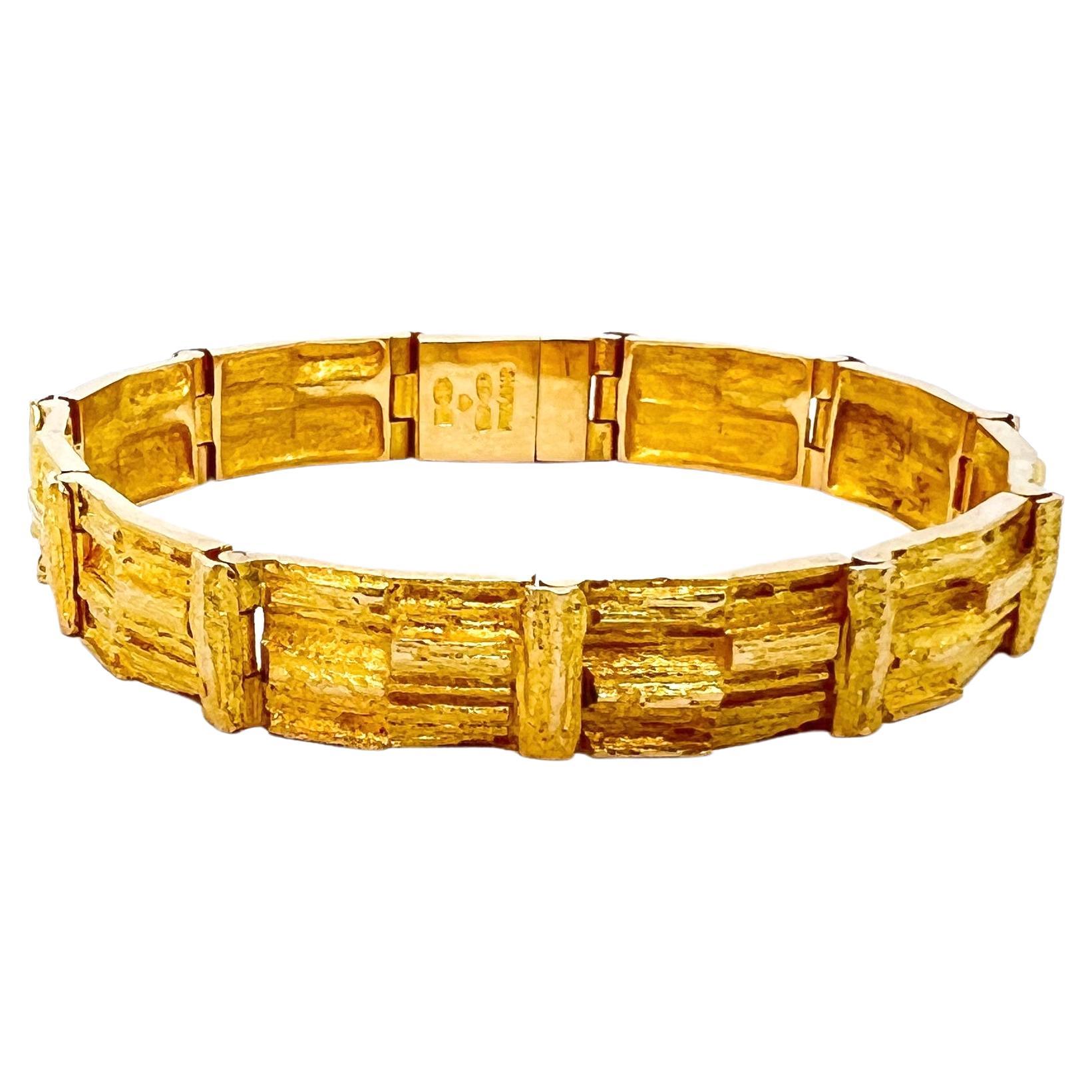 Björn Weckström Lapponia 14 Karat Gold Bracelet "Kultaköngäs" For Sale