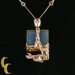 Bjorn Weckstrom Lapponia Black Opal 14 Karat Yellow Gold 1970s Vintage Necklace