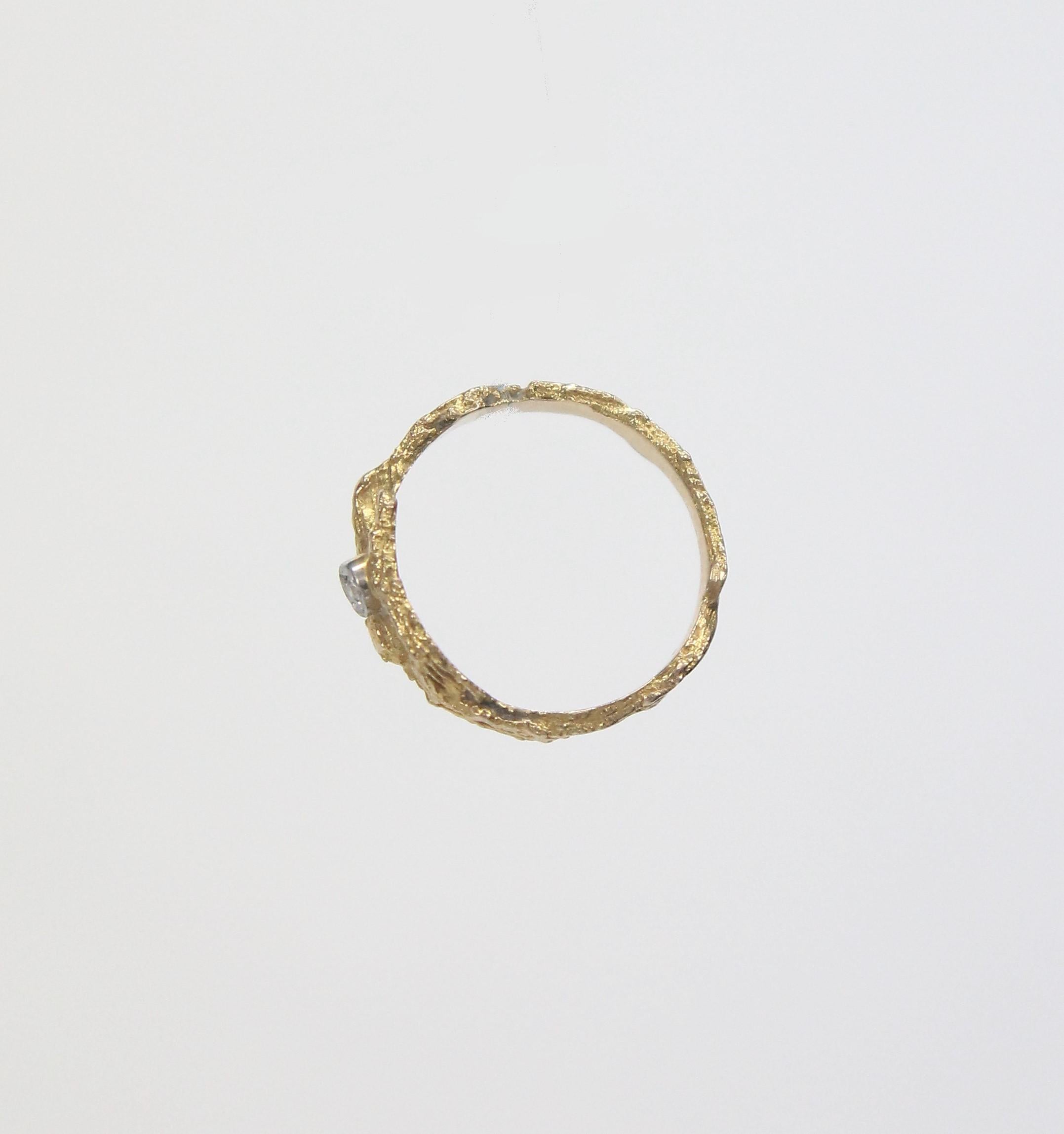 Modernist Björn Weckström Lapponia Finland 18k Gold Ring with One Diamond