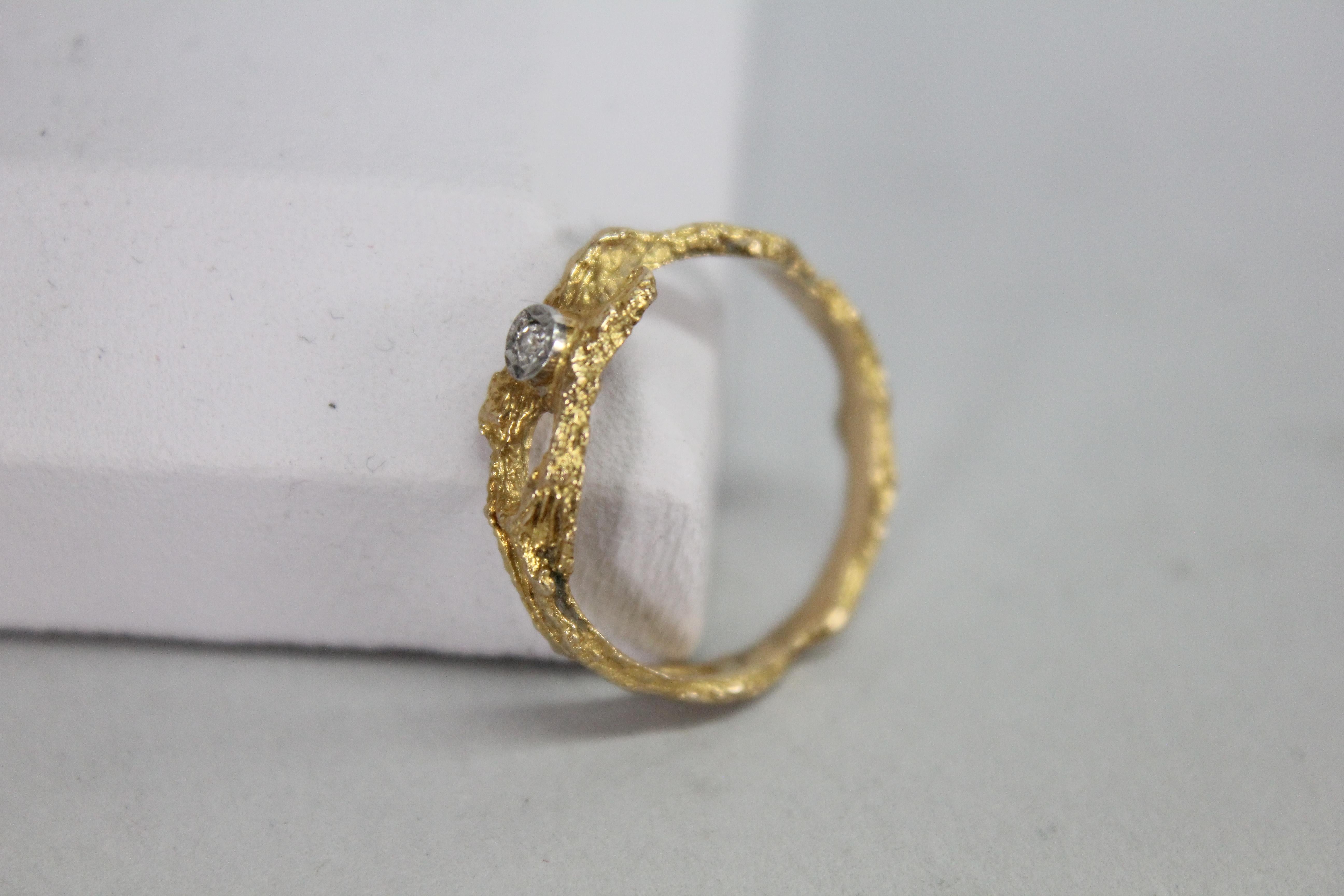 Women's or Men's Björn Weckström Lapponia Finland 18k Gold Ring with One Diamond