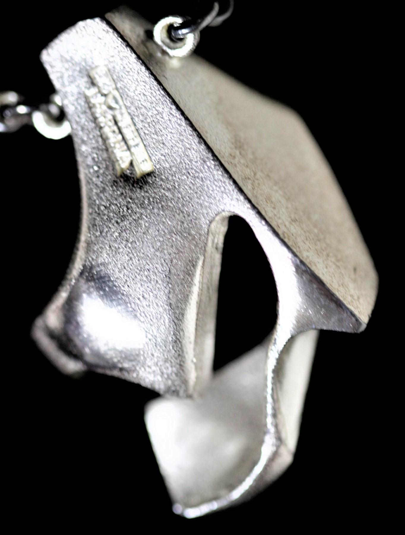 Finnish Bjorn Weckstrom Lapponia Modernist Biomorphic Sterling Silver Pendant & Chain For Sale