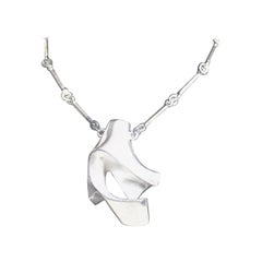 Ciondolo Biomorfo Modernista in Argento e Catena di Bjorn Weckstrom Lapponia