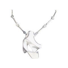 Bjorn Weckstrom Lapponia Modernist Biomorphic Sterling Silver Pendant & Chain