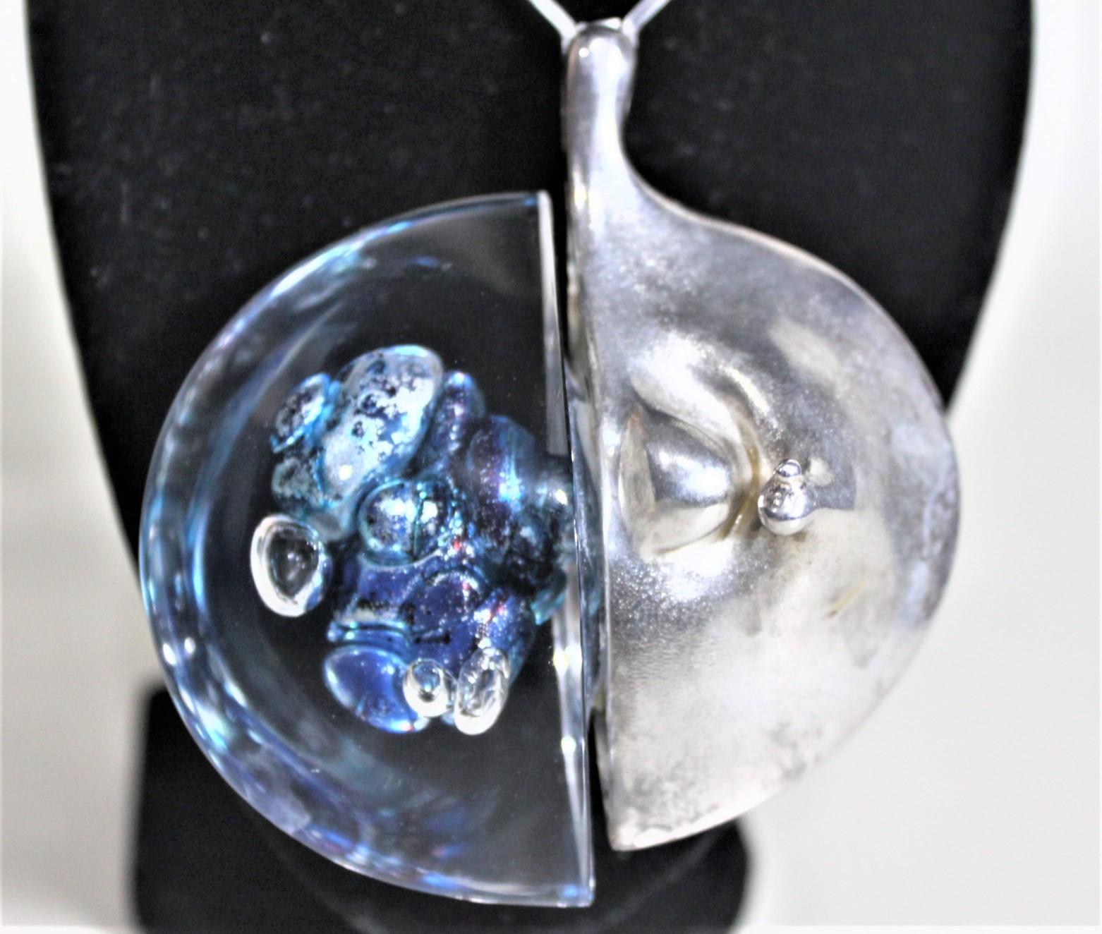 Bjorn Weckstrom Lapponia Sterling Silver & Acrylic 'Kilamanjaro' Pendant & Chain For Sale 3