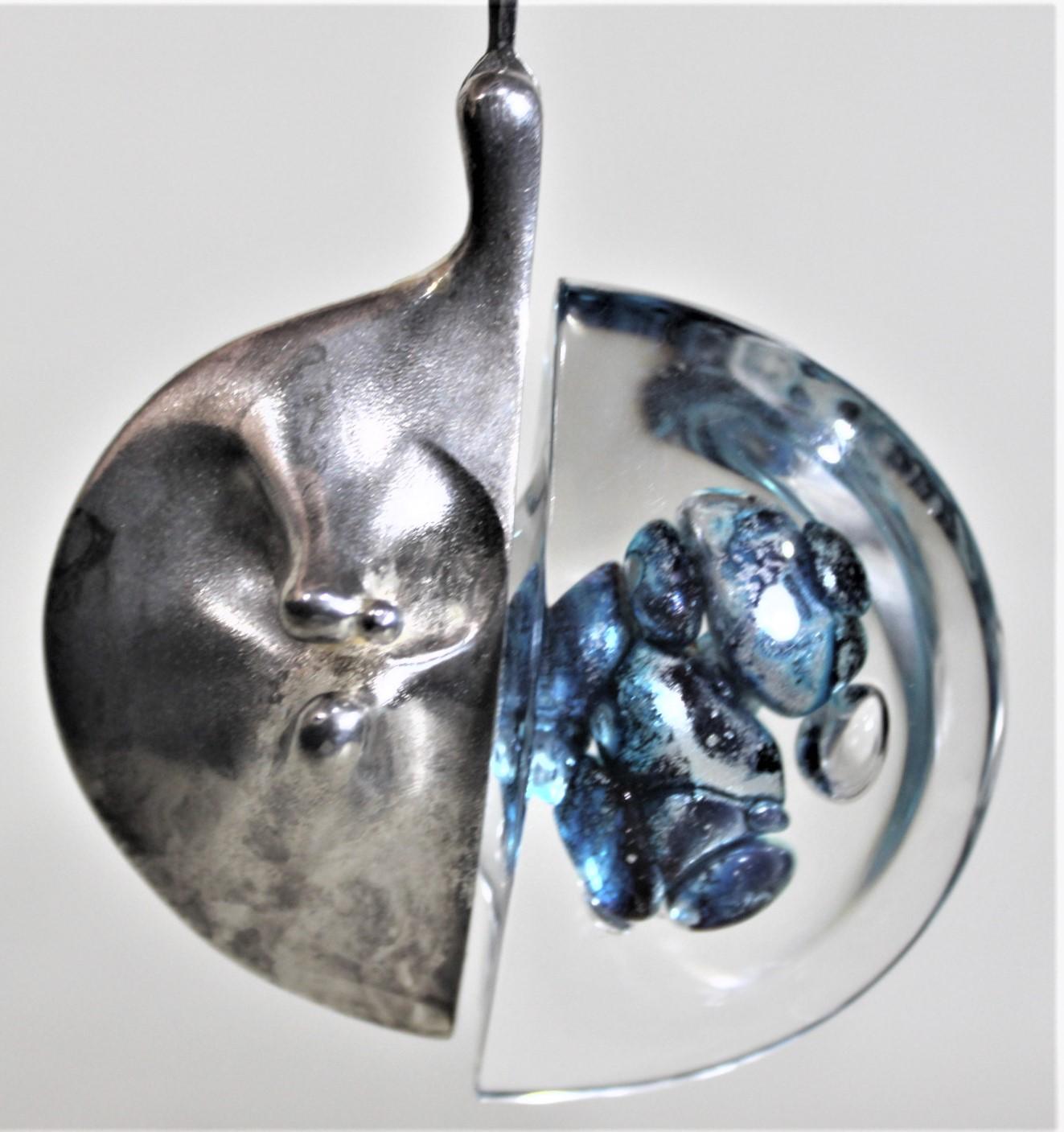 Bjorn Weckstrom Lapponia Sterling Silver & Acrylic 'Kilamanjaro' Pendant & Chain For Sale 4