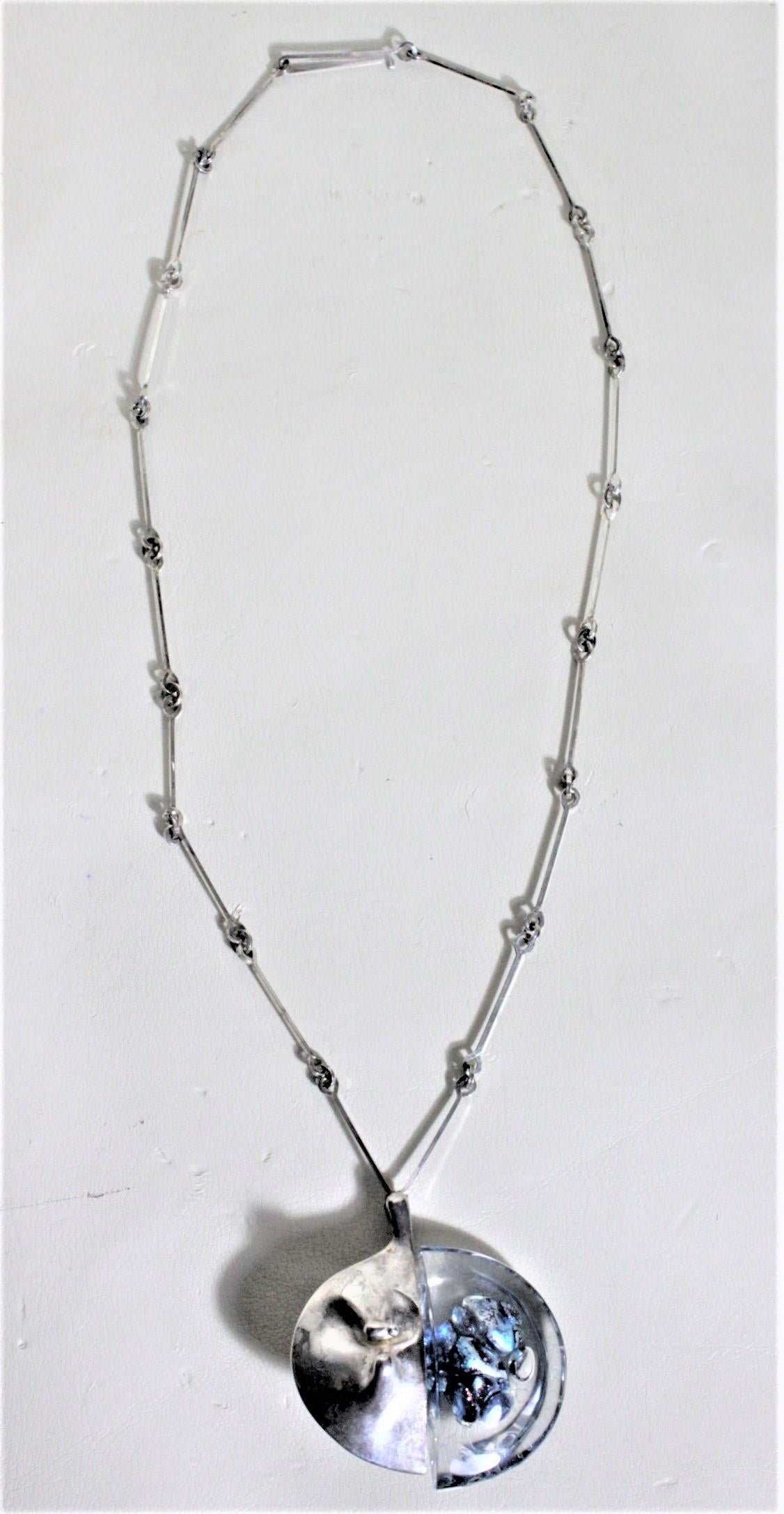 Bjorn Weckstrom Lapponia Sterling Silver & Acrylic 'Kilamanjaro' Pendant & Chain For Sale 1