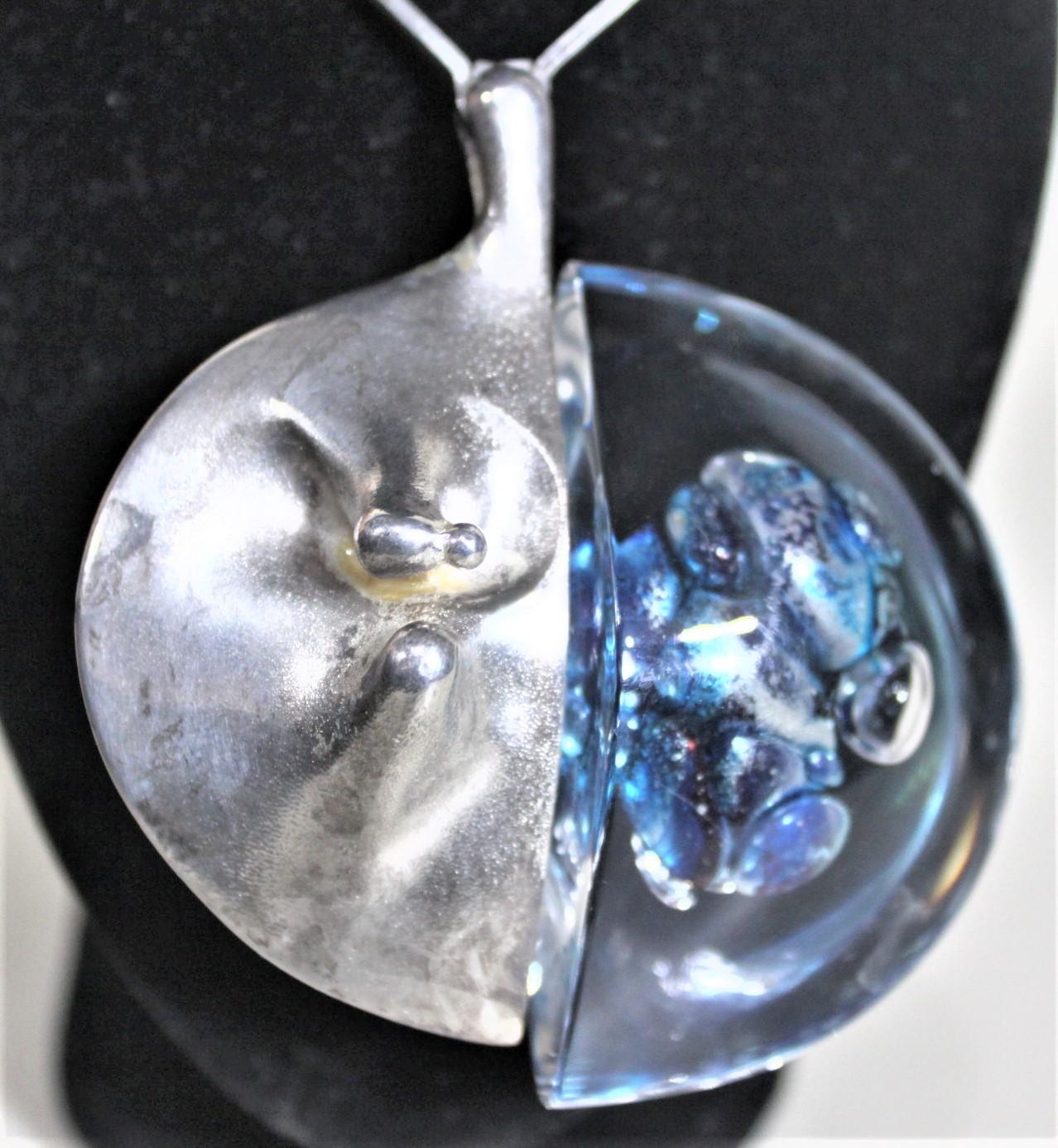 Bjorn Weckstrom Lapponia Sterling Silver & Acrylic 'Kilamanjaro' Pendant & Chain For Sale 2