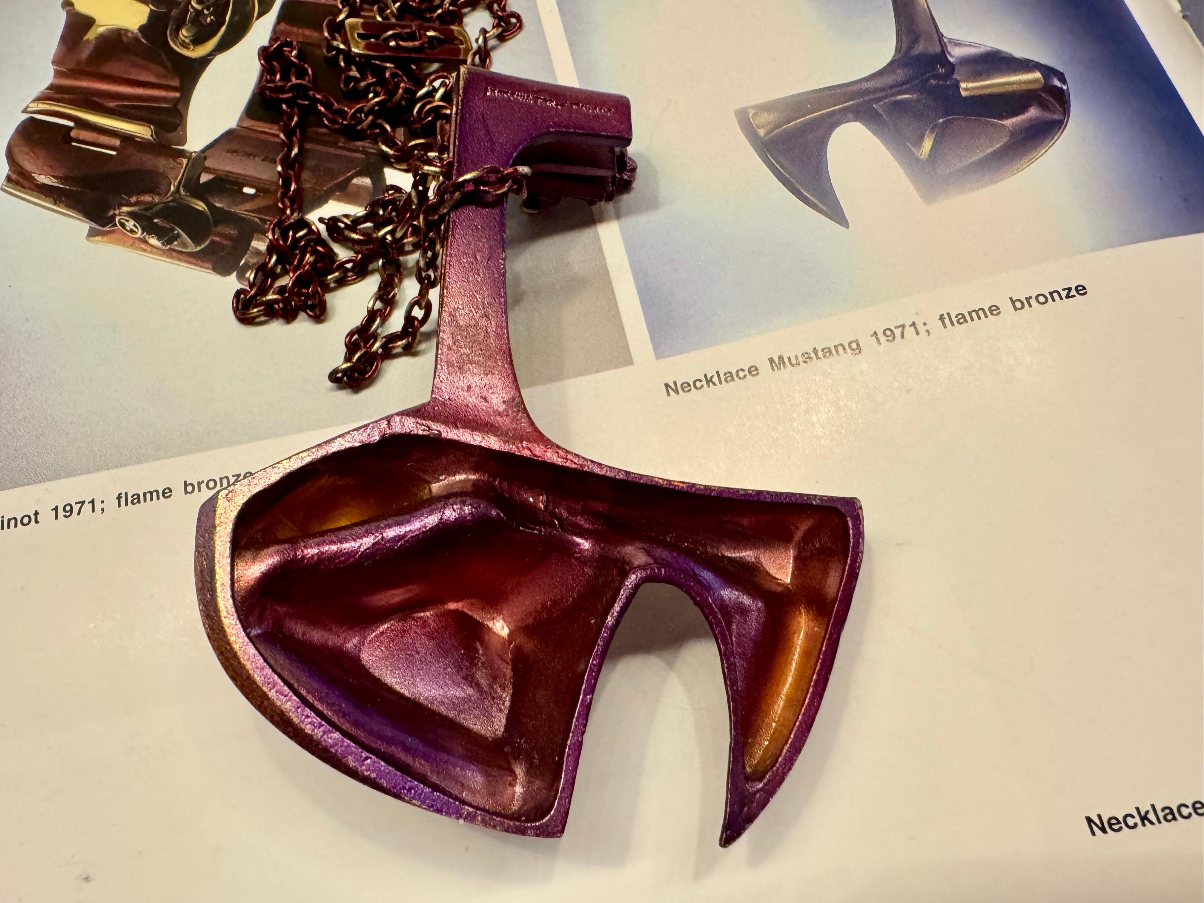 Björn Weckström Mustang Flame Collana in bronzo 1971. Lapponia in vendita 6
