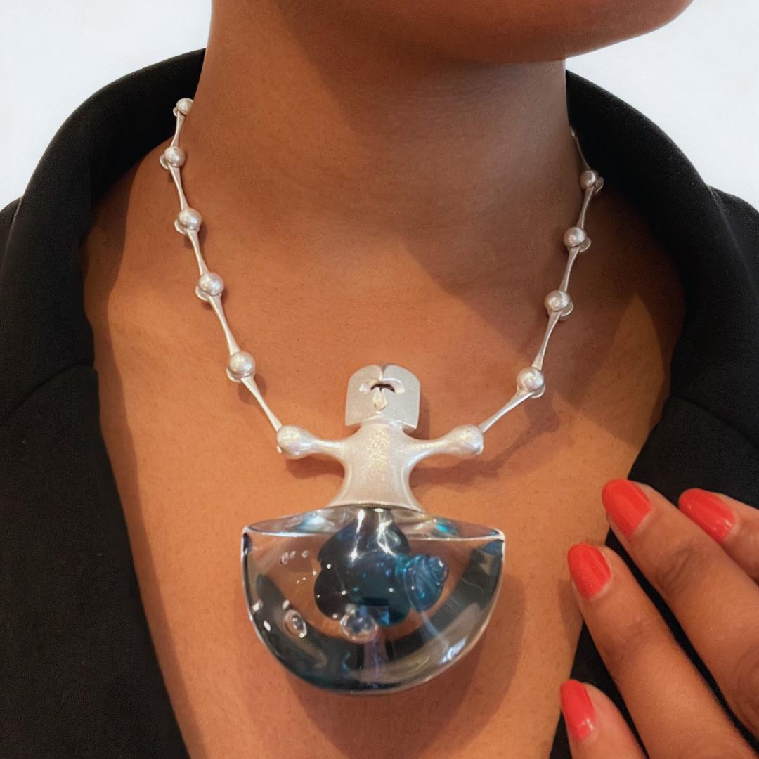 Björn Weckström for Lapponia Collana in resina e argento, 1960-1970 in vendita 1