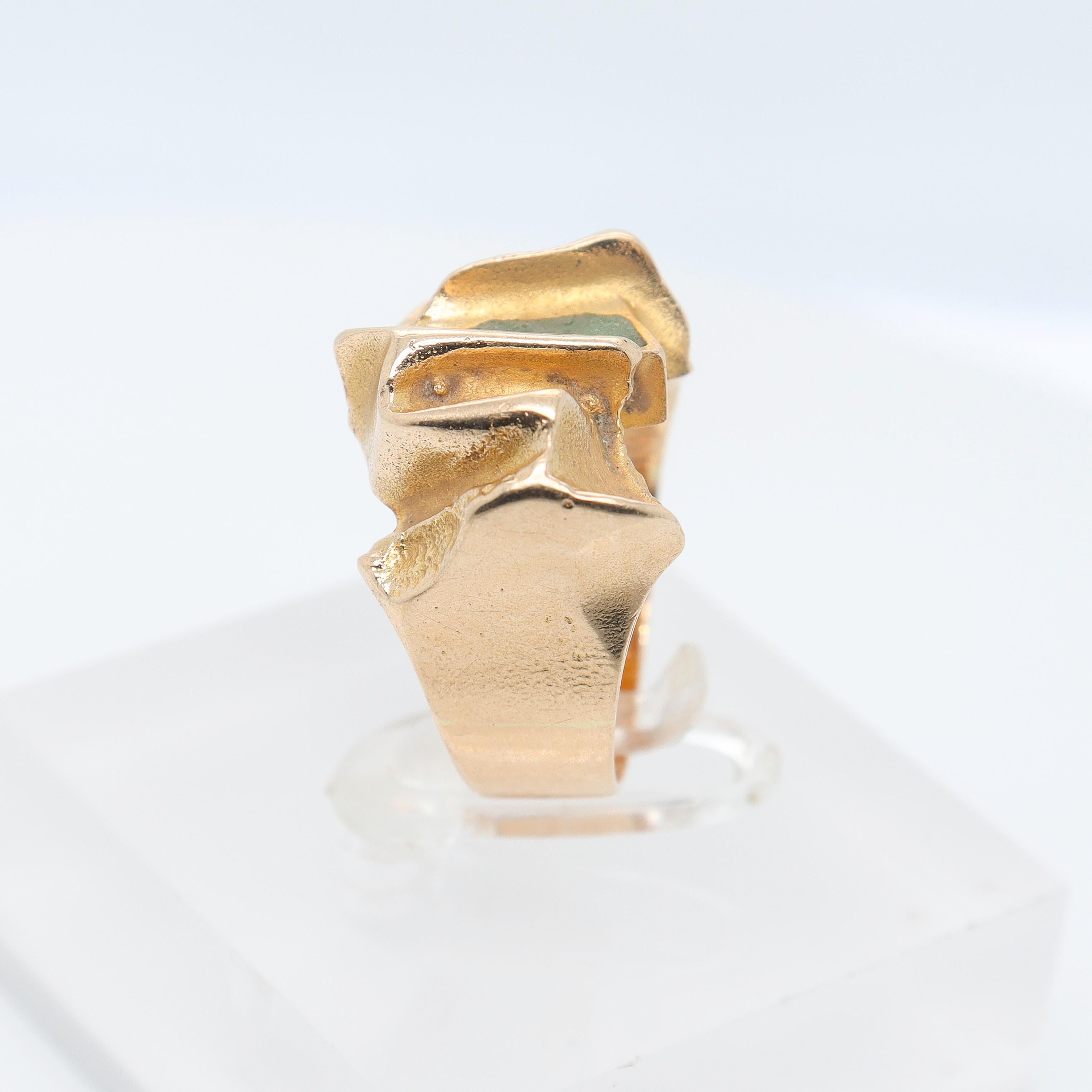 Björn Weckström Scandanavian Mid-Century Modernist 14k Gold and Zoisite Ring For Sale 7