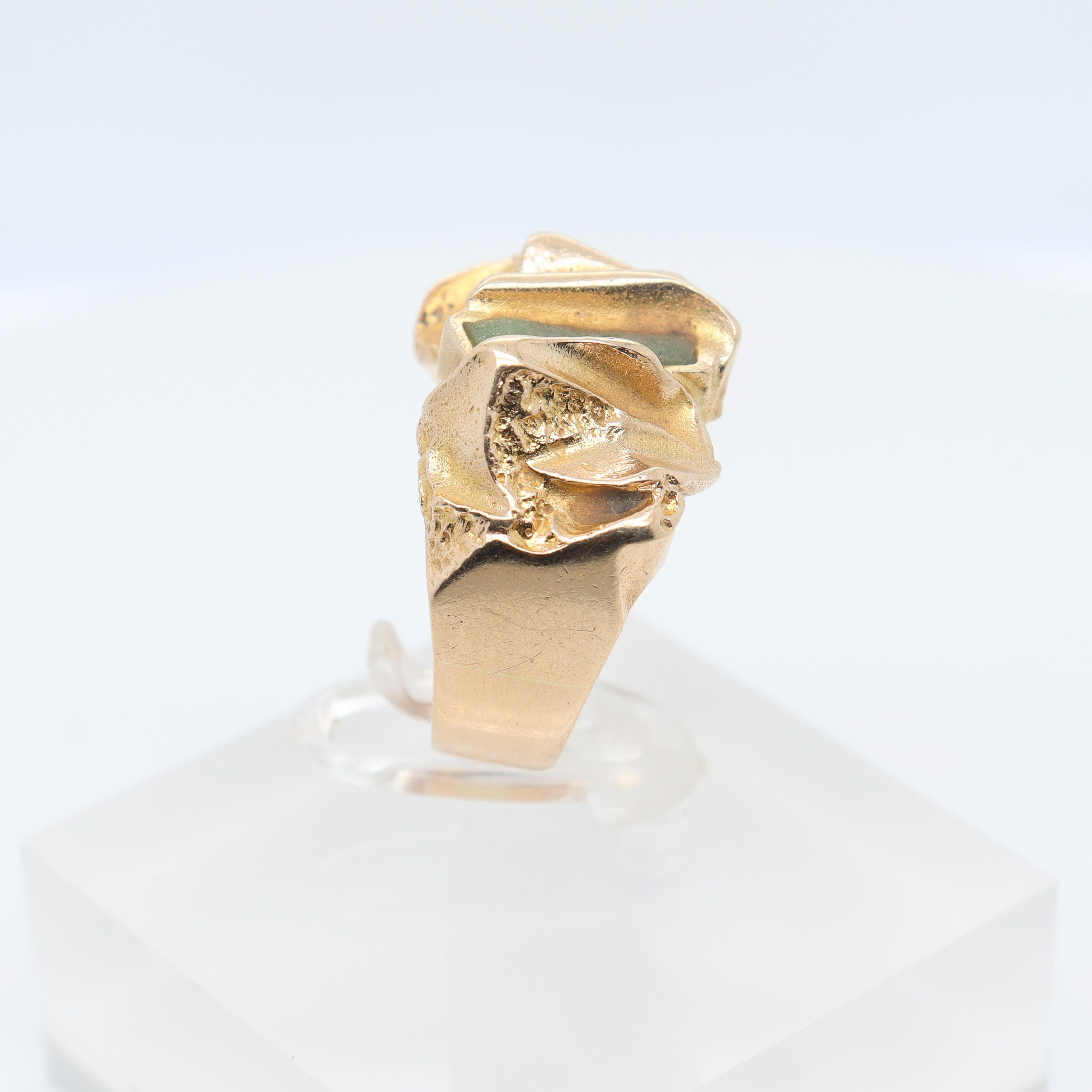 Björn Weckström Scandanavian Mid-Century Modernist 14k Gold and Zoisite Ring For Sale 10