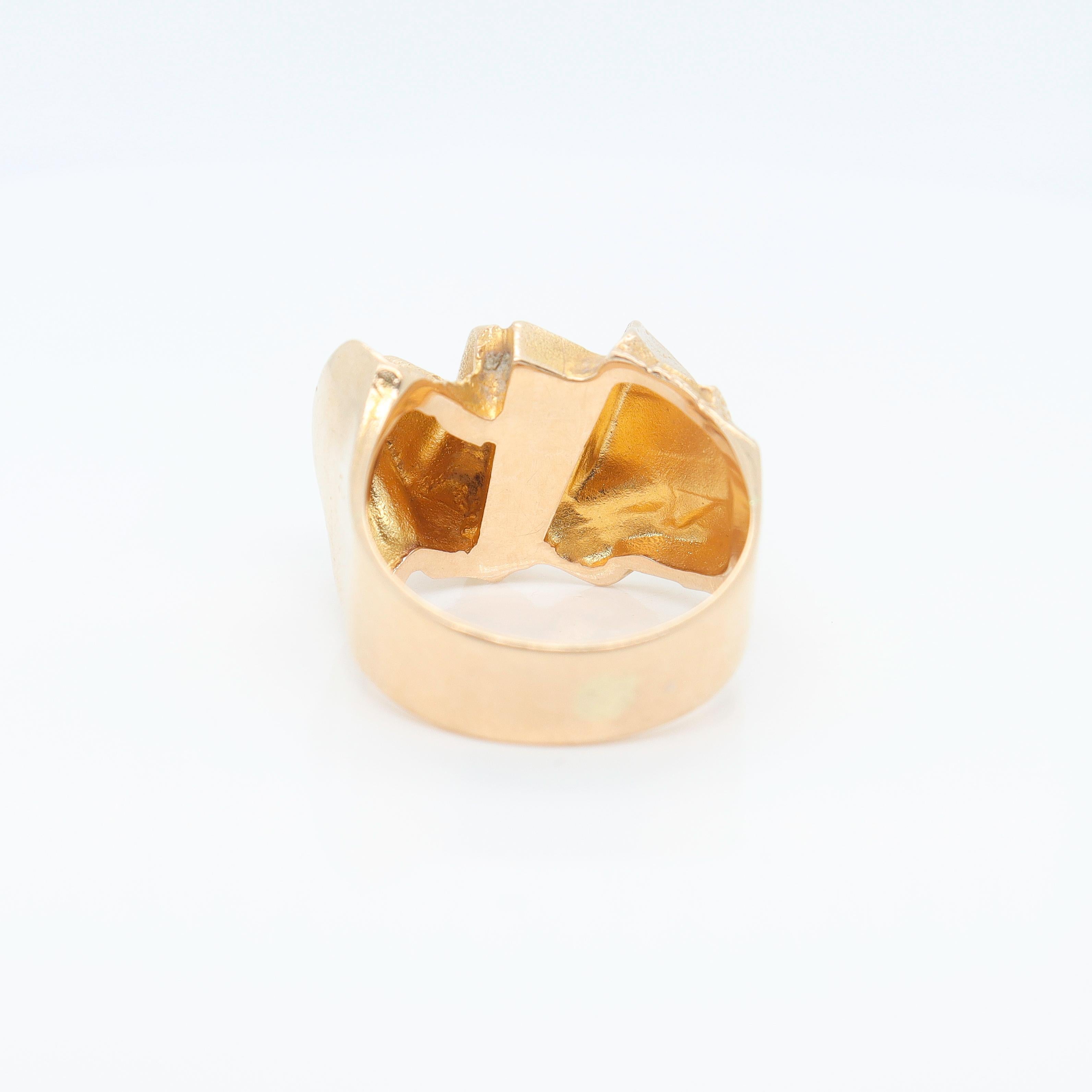 Women's or Men's Björn Weckström Scandanavian Mid-Century Modernist 14k Gold and Zoisite Ring For Sale