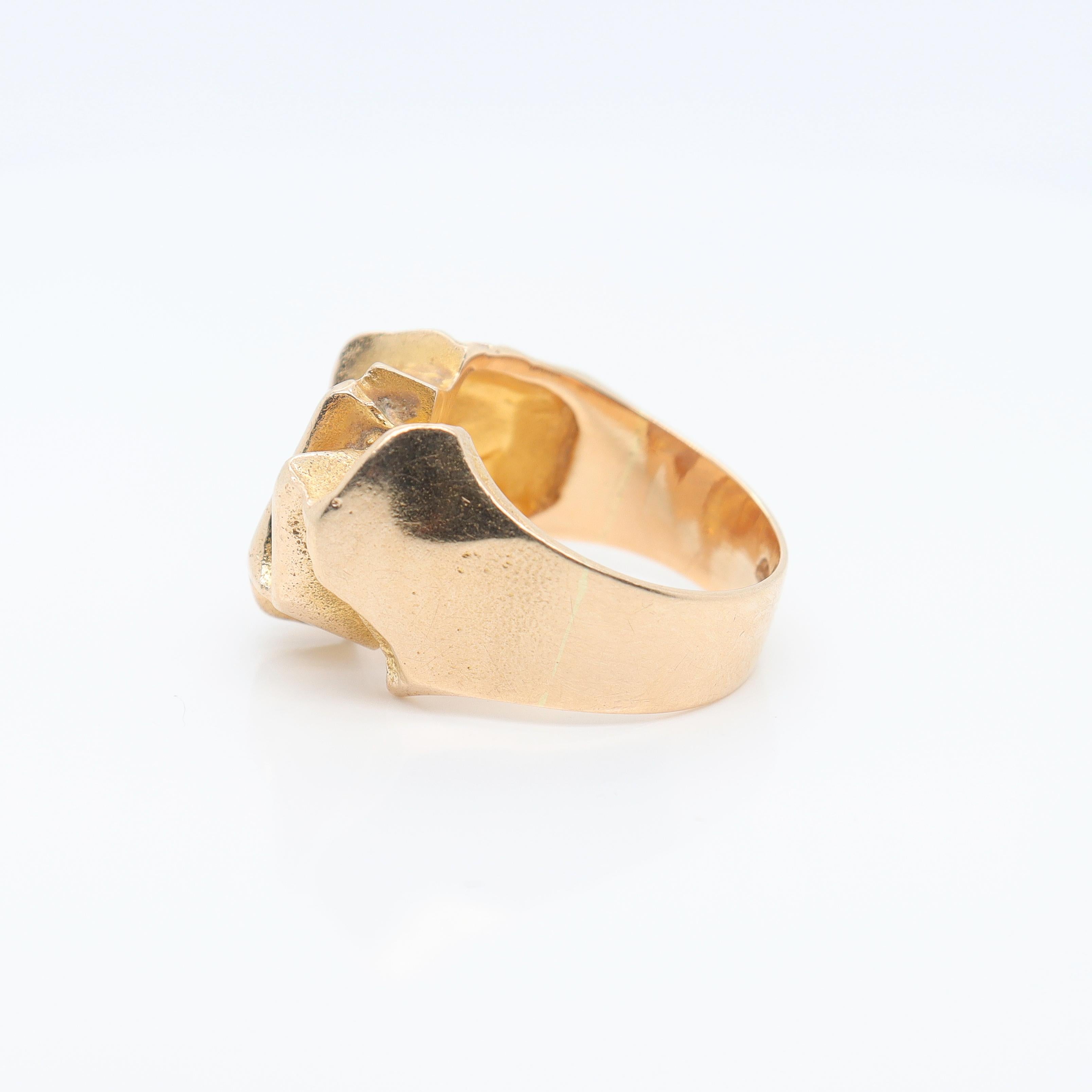 Björn Weckström Scandanavian Mid-Century Modernist 14k Gold and Zoisite Ring For Sale 1