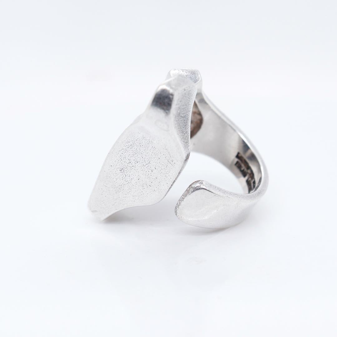 Women's or Men's Björn Weckström Sterling Silver Midcentury Modern Brutalist Ring For Sale