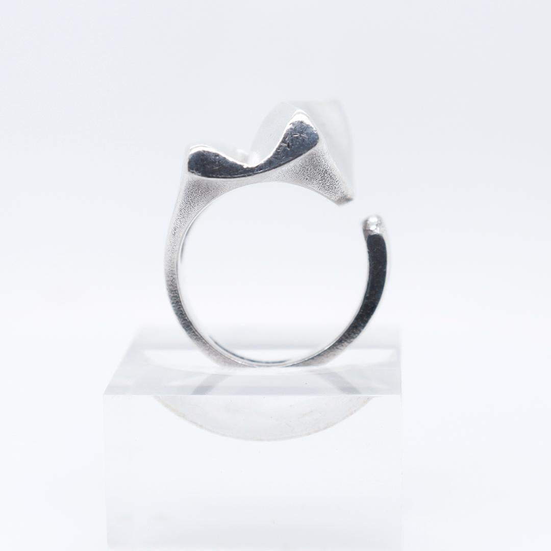 Björn Weckström Sterling Silver Midcentury Modern Brutalist Ring For Sale 4